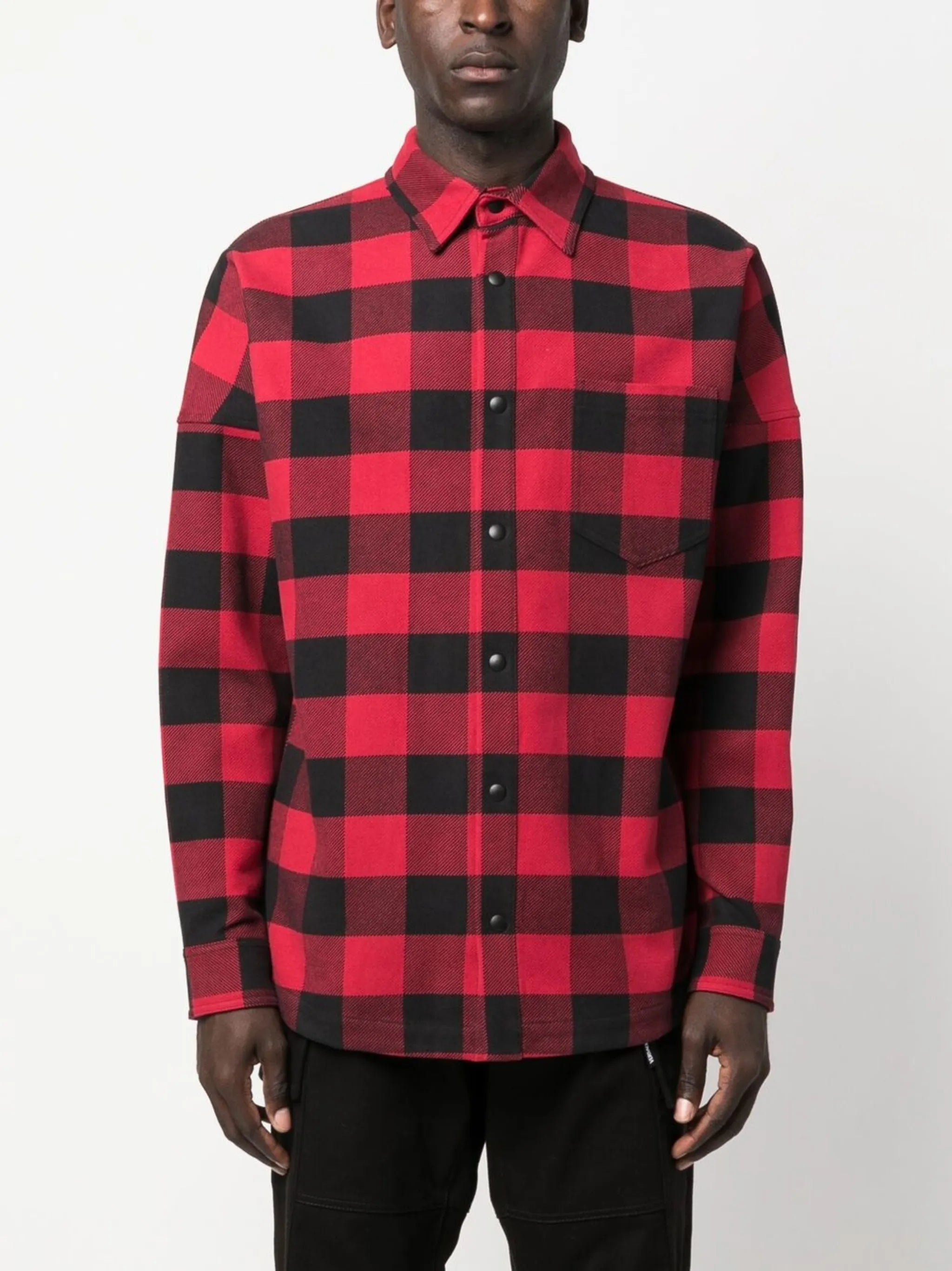 logo-print checked shirt