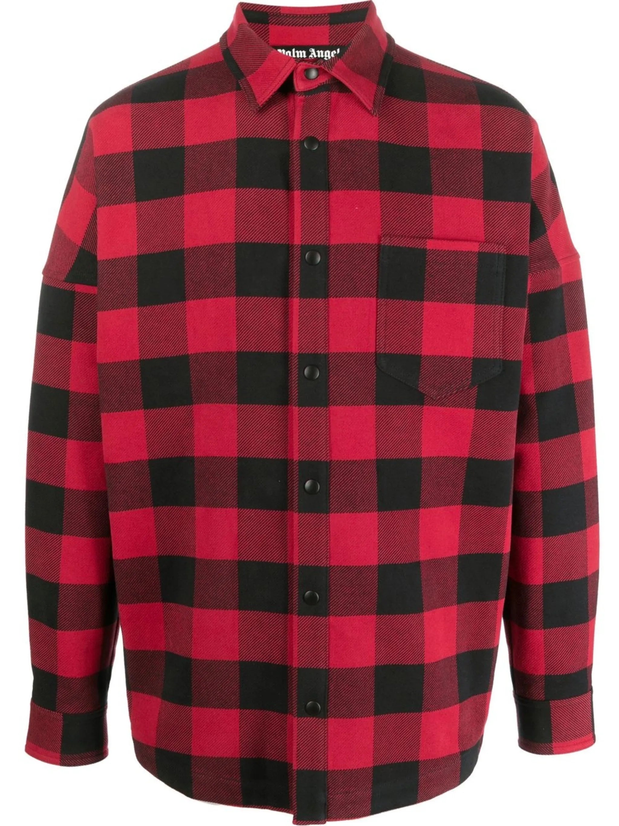 logo-print checked shirt