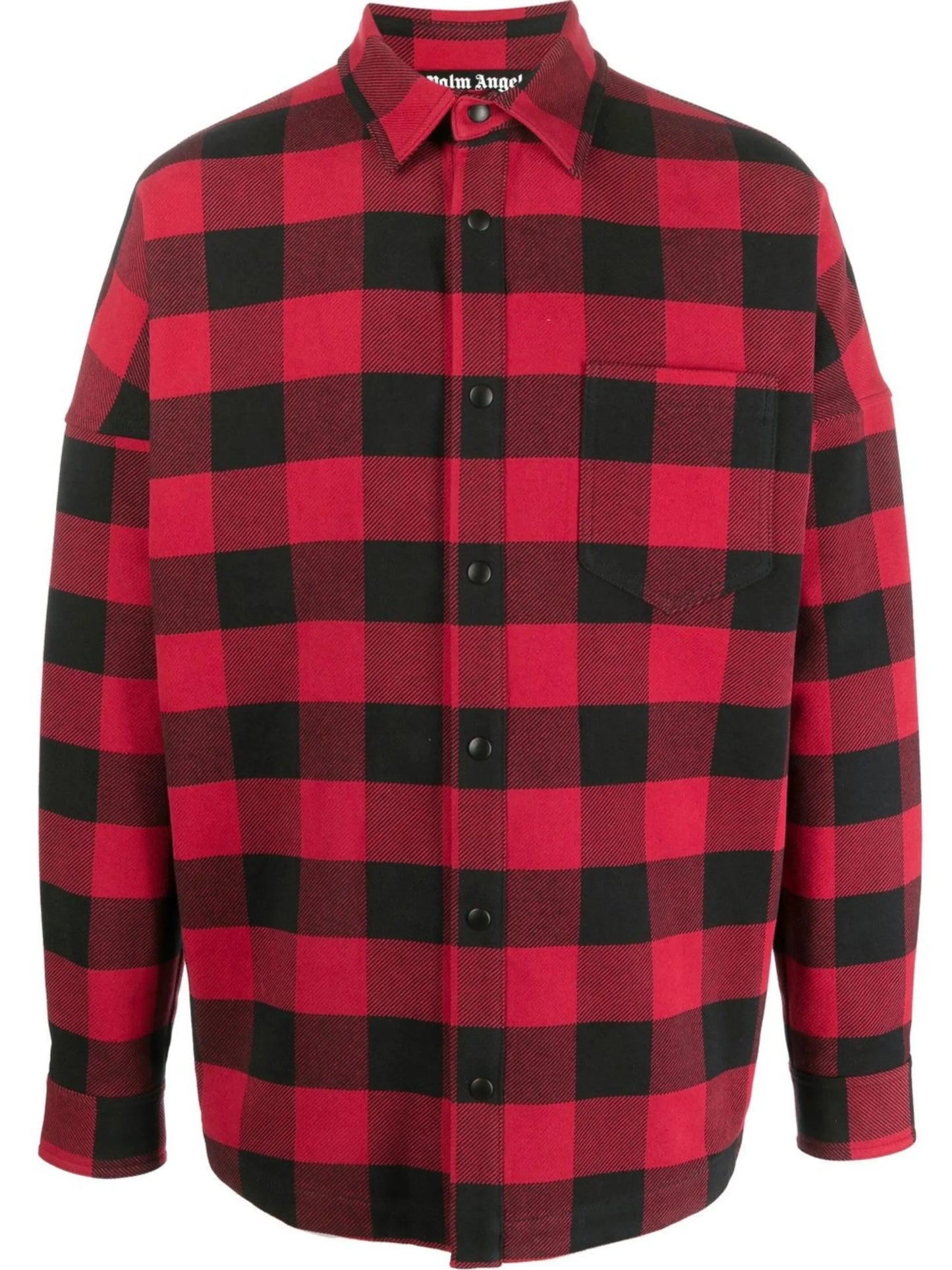 logo-print checked shirt