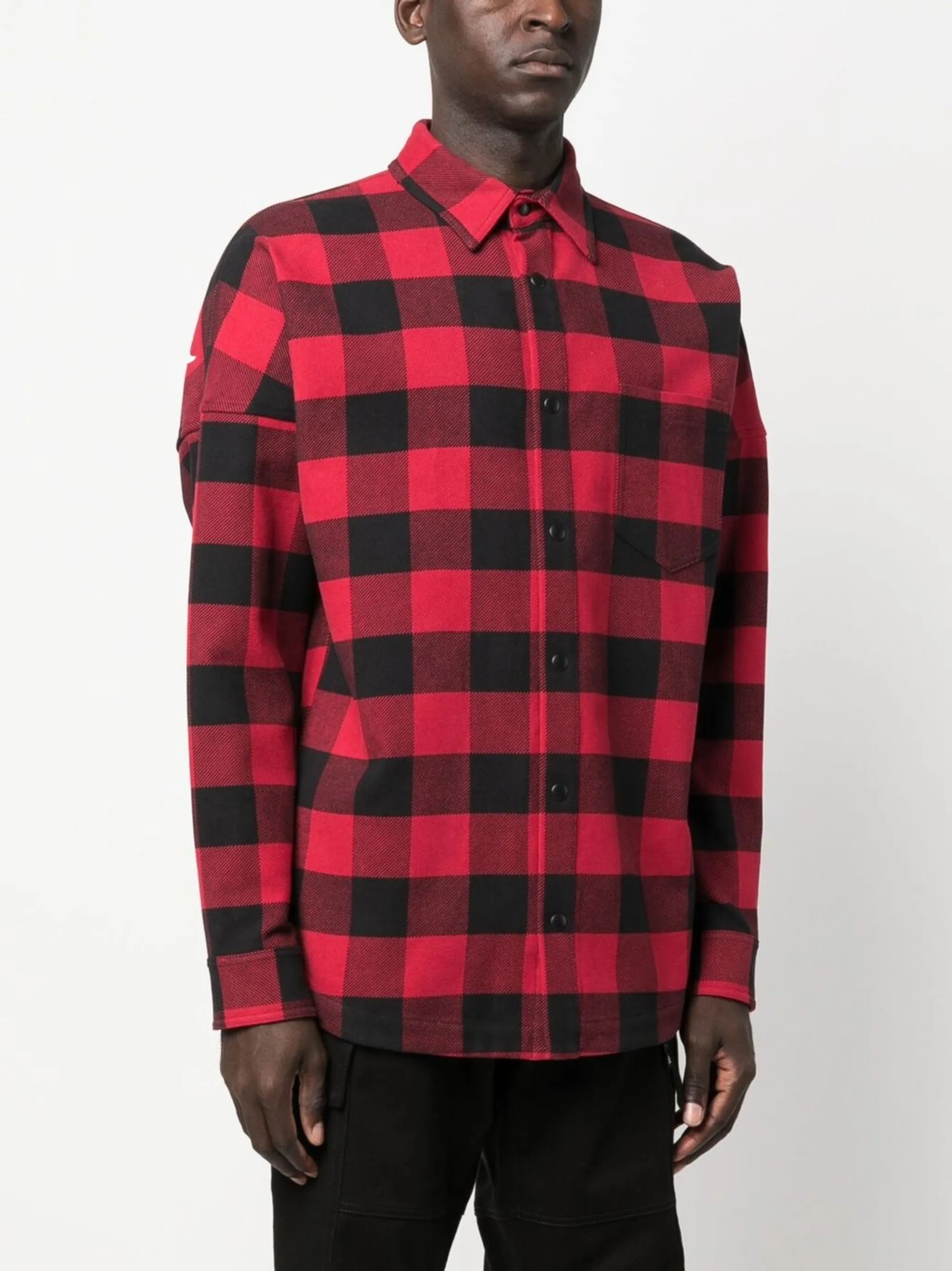 logo-print checked shirt