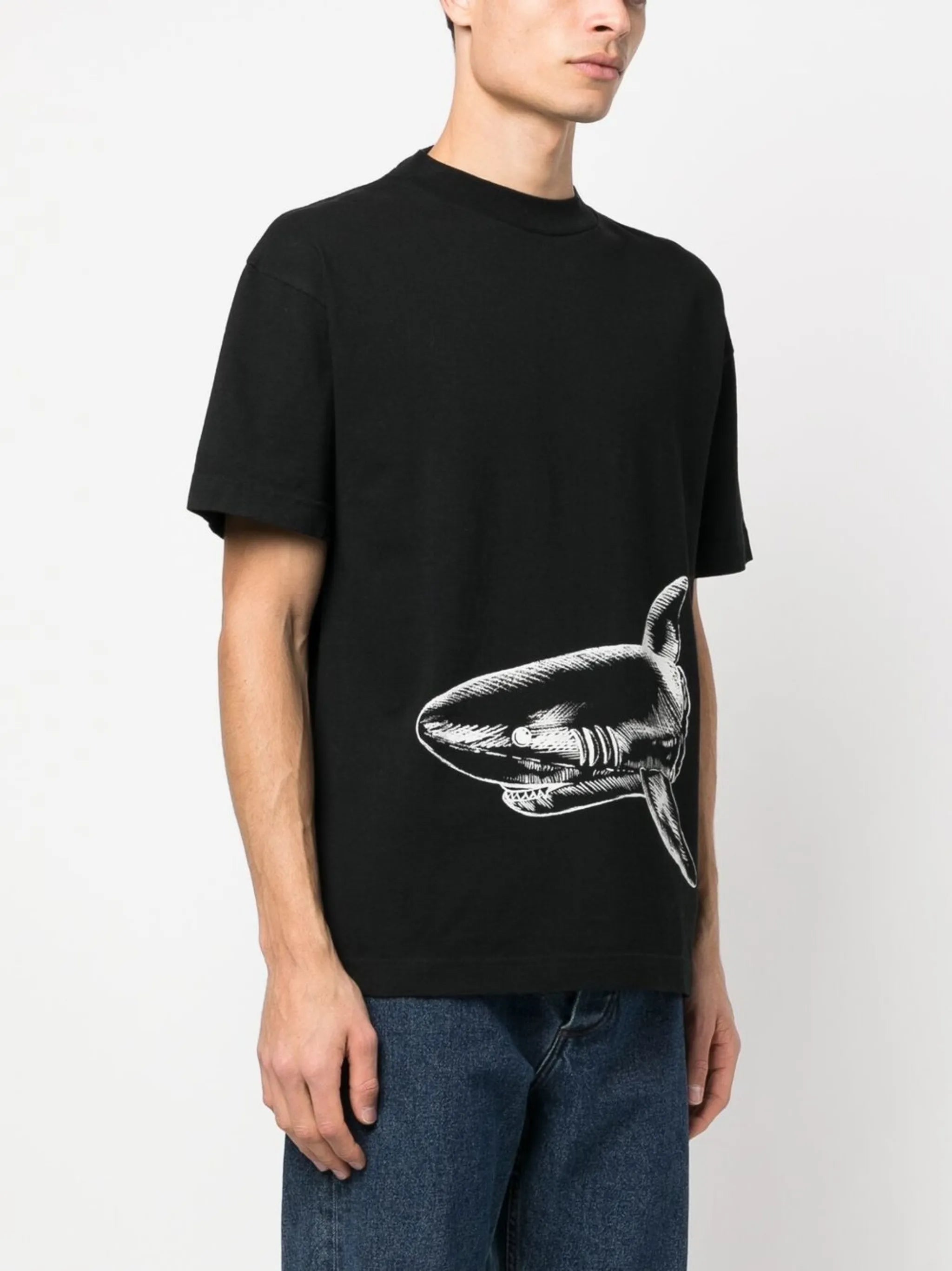 shark-print organic cotton T-shirt