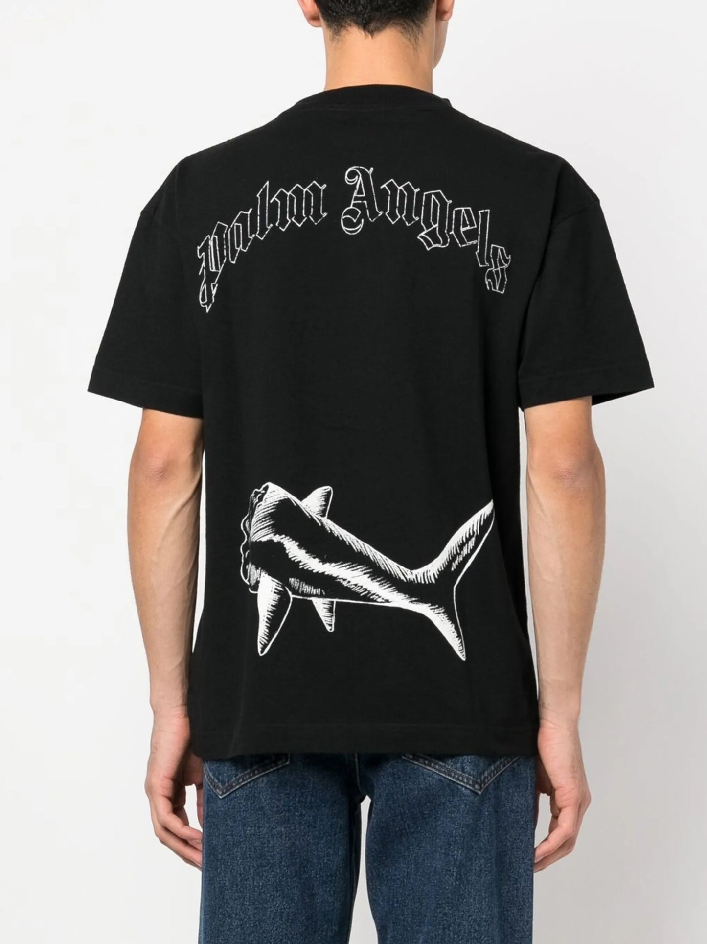 shark-print organic cotton T-shirt