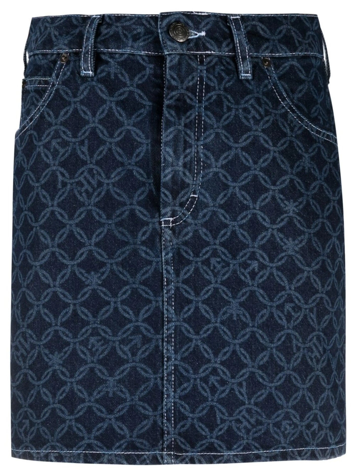 jacquard-pattern denim skirt