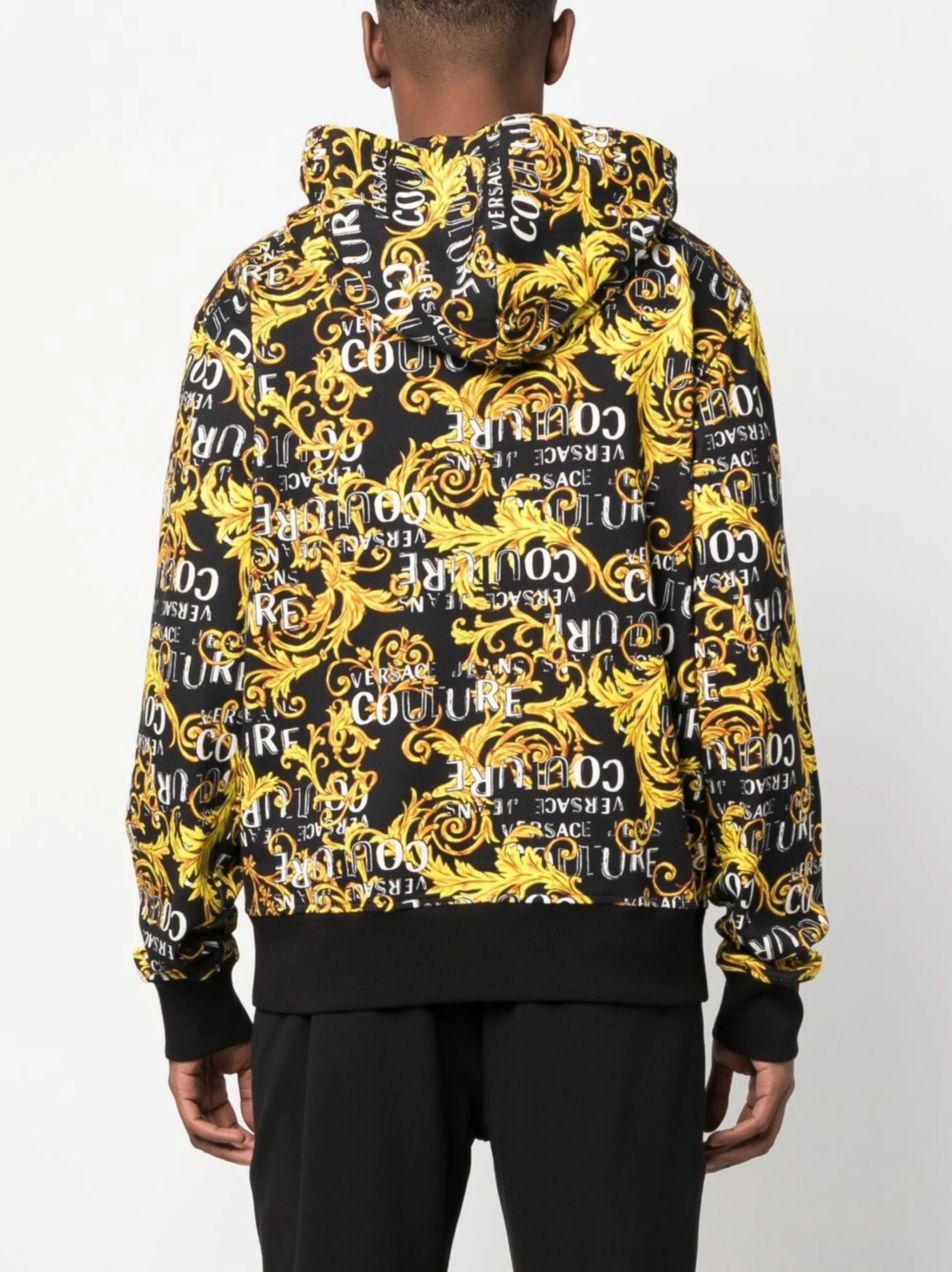 Baroque-print zip-up hoodie
