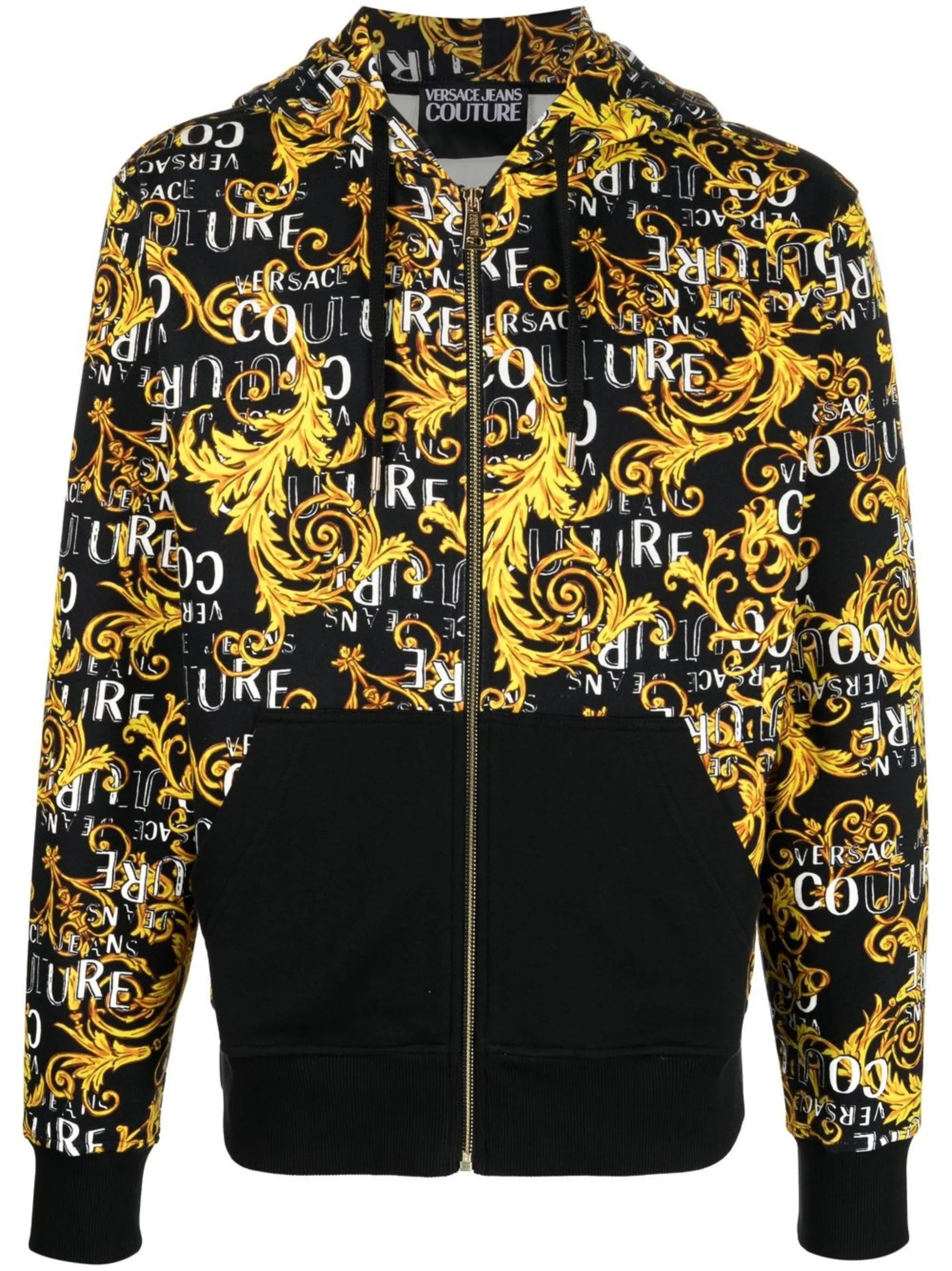 Baroque-print zip-up hoodie
