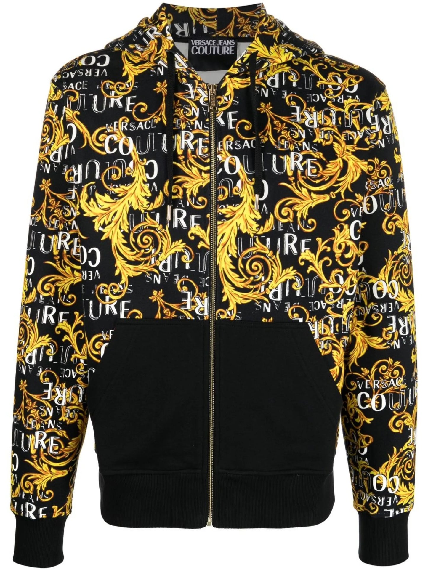 Baroque-print zip-up hoodie