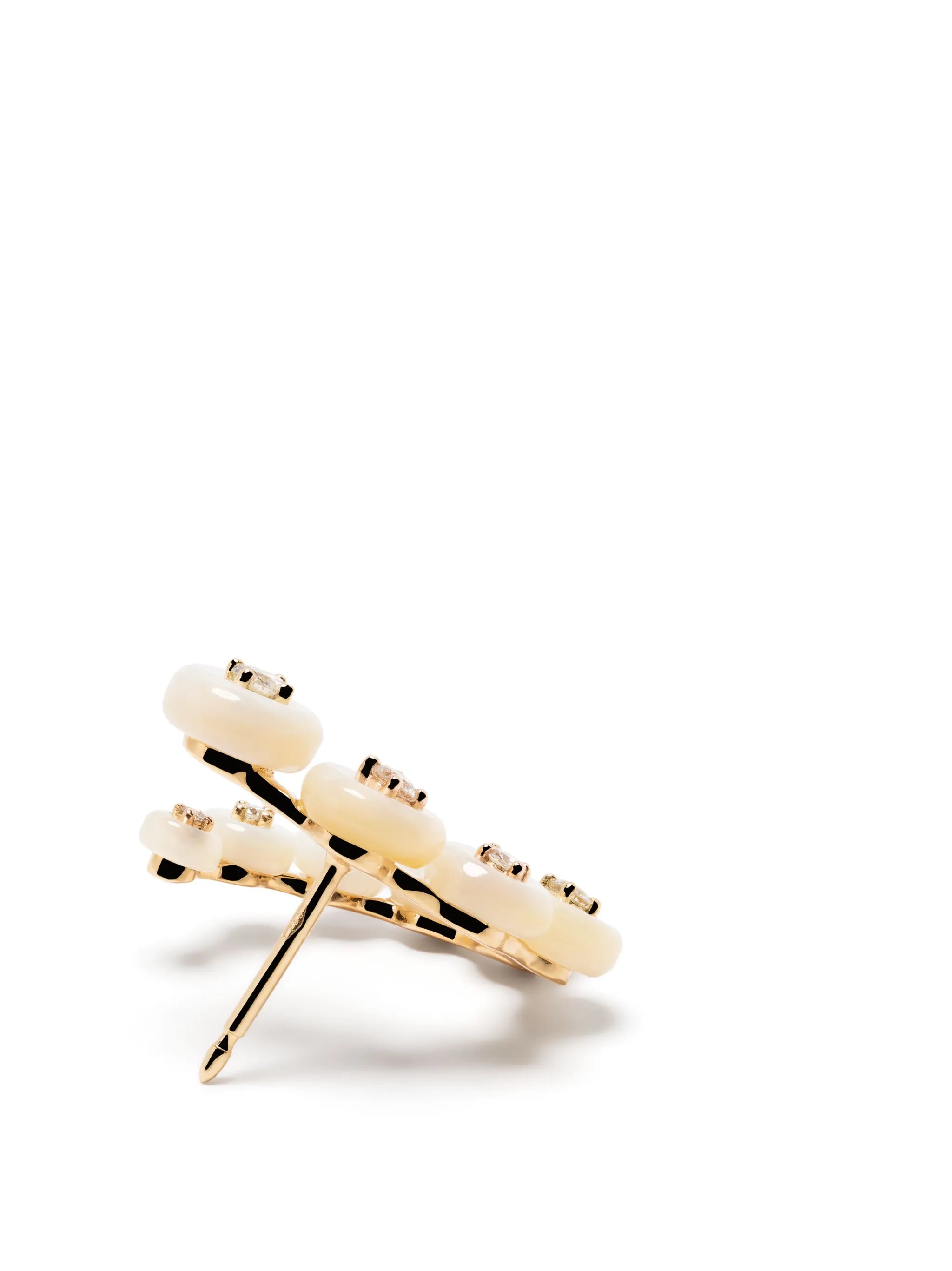 18kt yellow gold small Circle mother-of-pearl diamond earrings