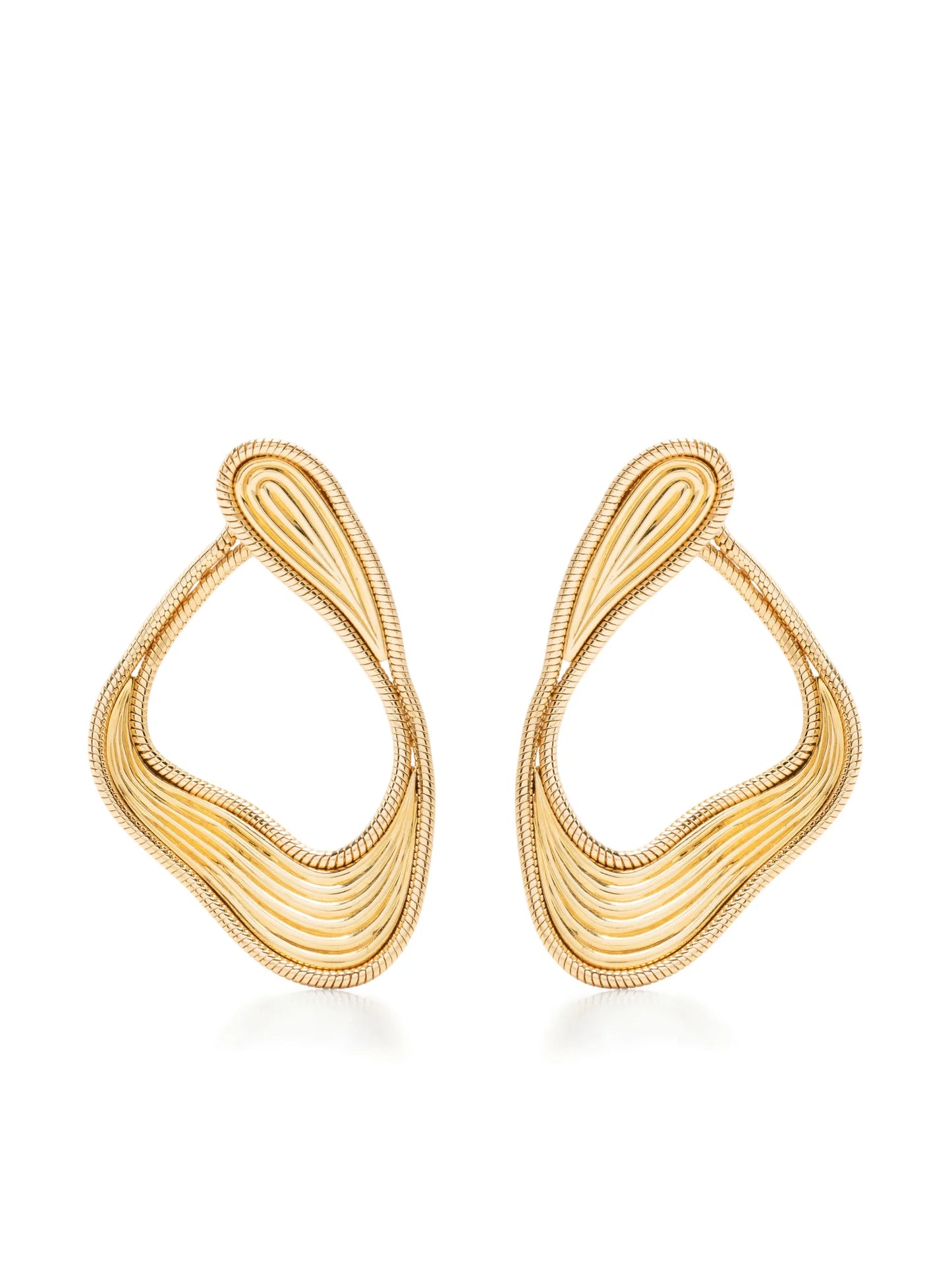 18kt yellow gold Stream Lines hoop earrings
