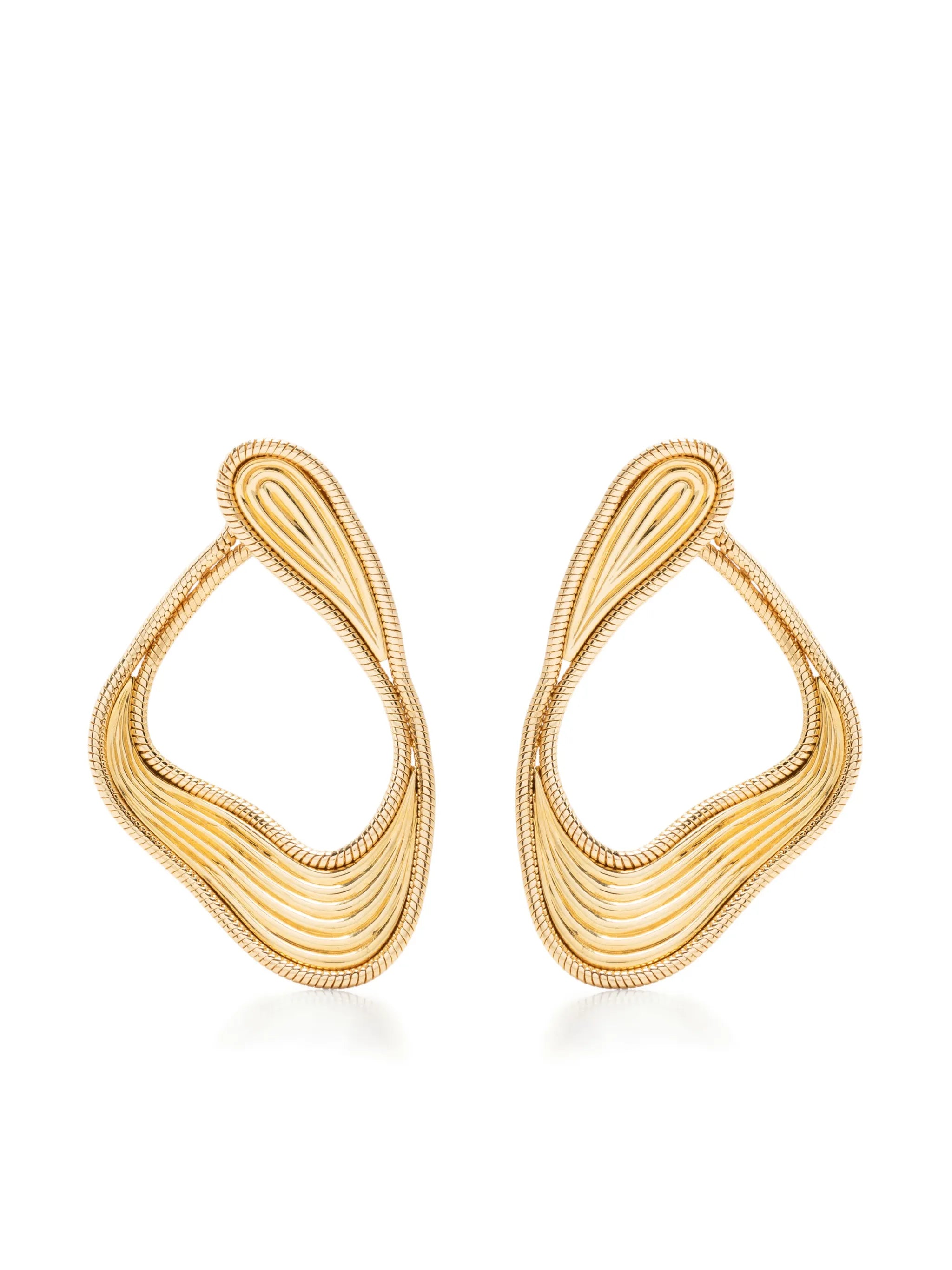 18kt yellow gold Stream Lines hoop earrings