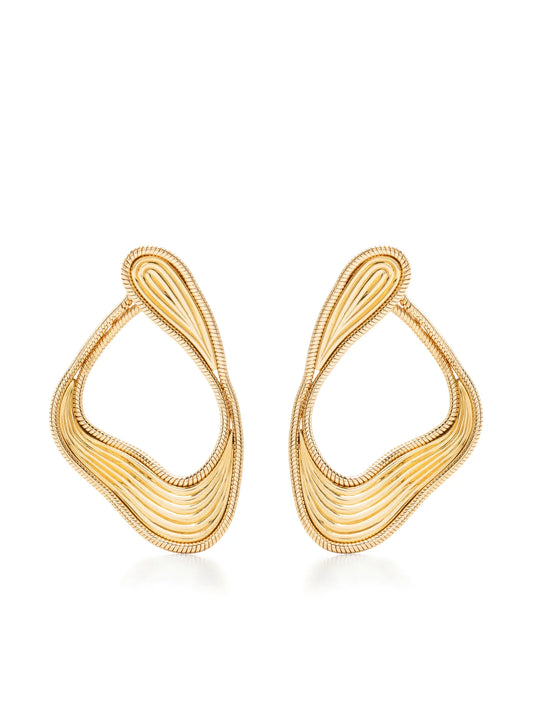 18kt yellow gold Stream Lines hoop earrings