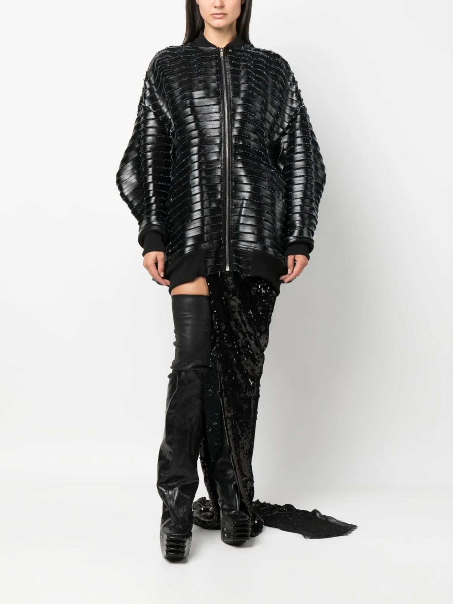 faux-leather bomber jacket