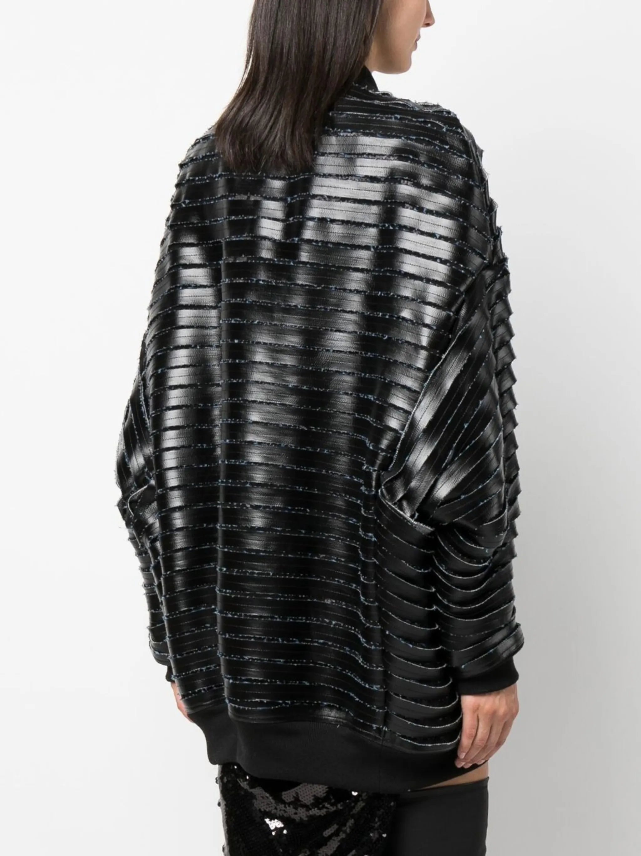 faux-leather bomber jacket