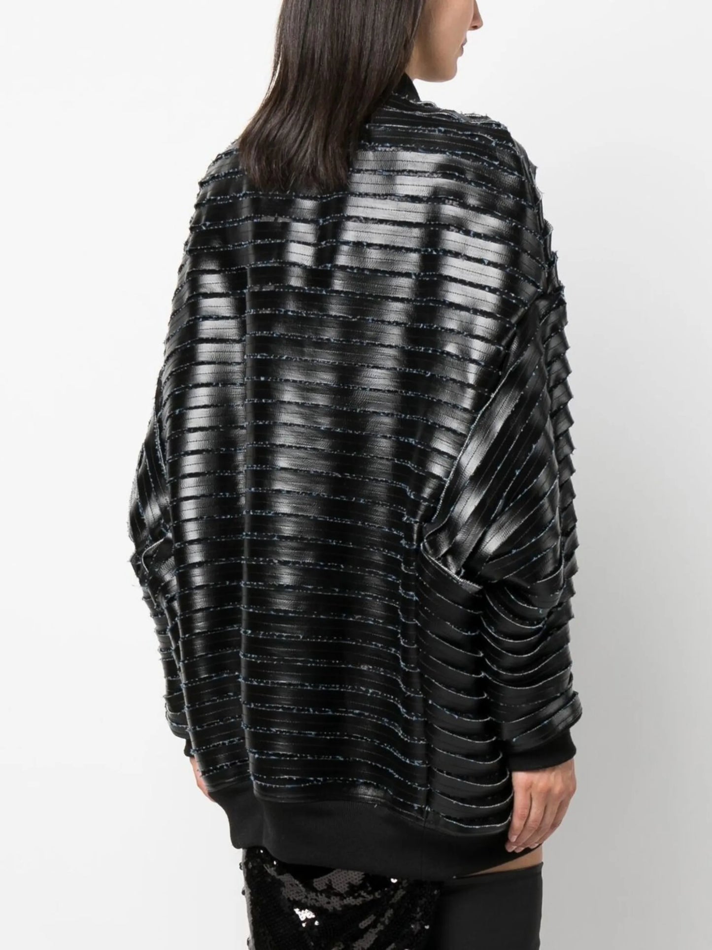 faux-leather bomber jacket