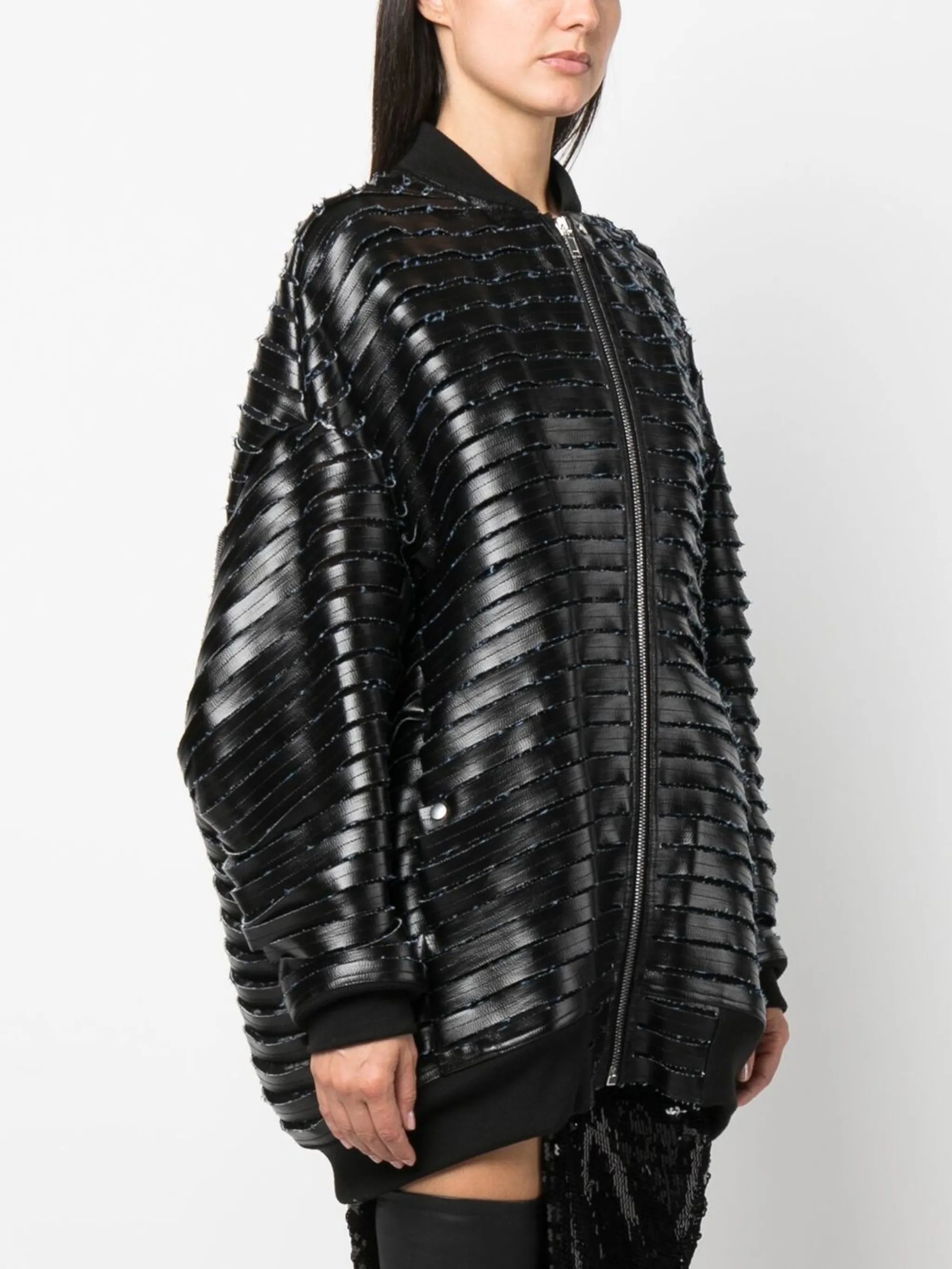 faux-leather bomber jacket