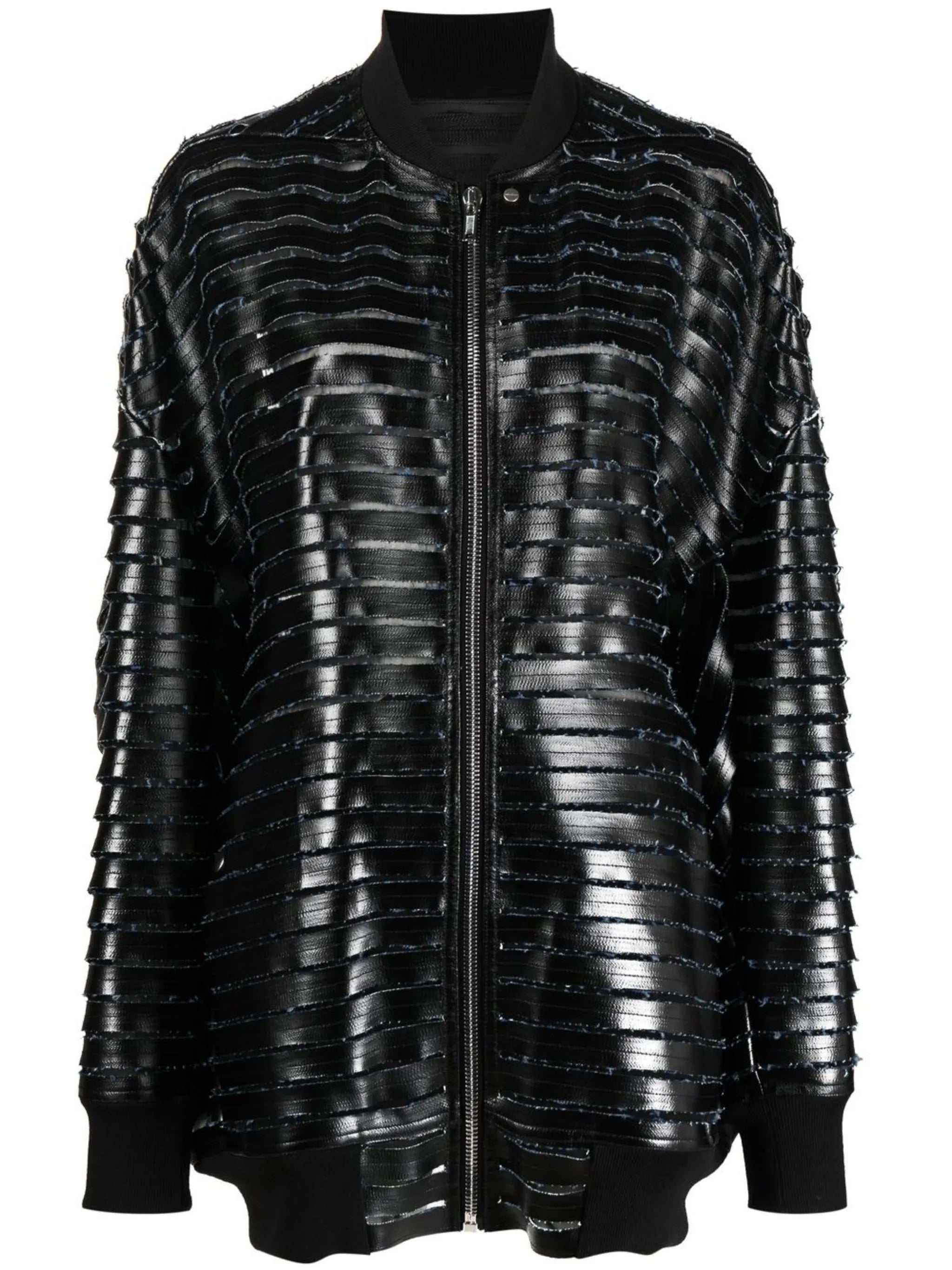 faux-leather bomber jacket