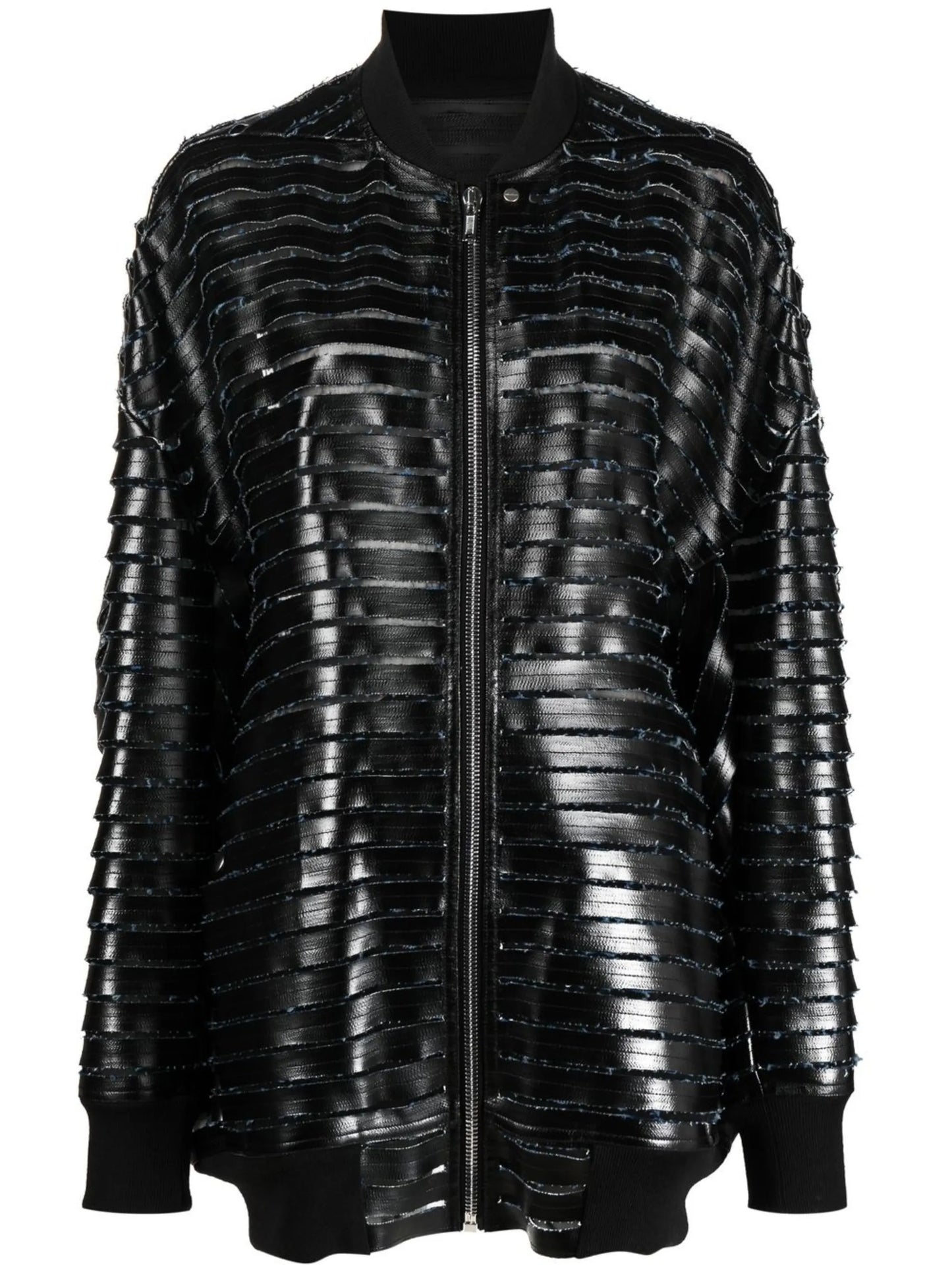 faux-leather bomber jacket