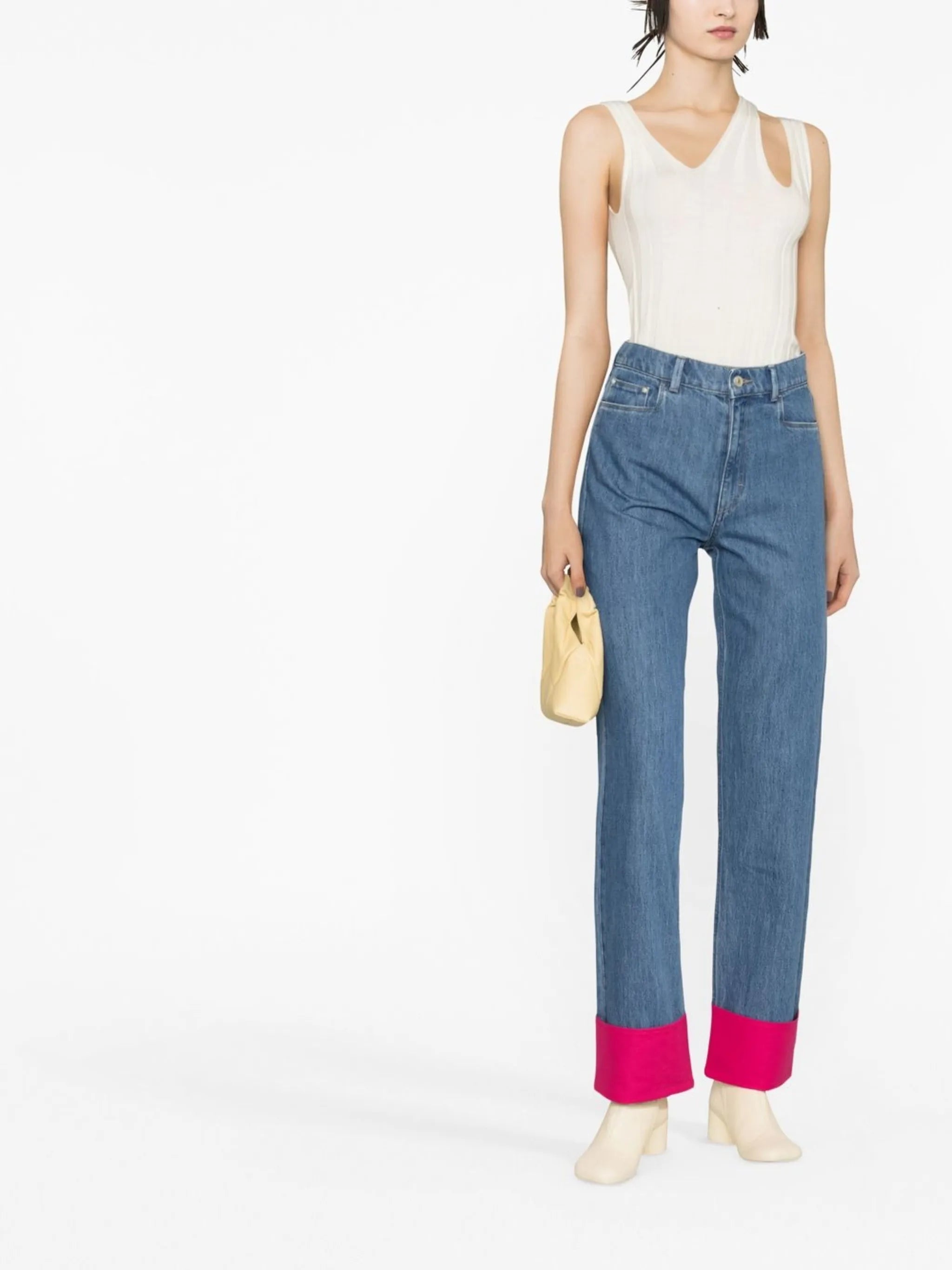 Poppy contrasting cuff jeans