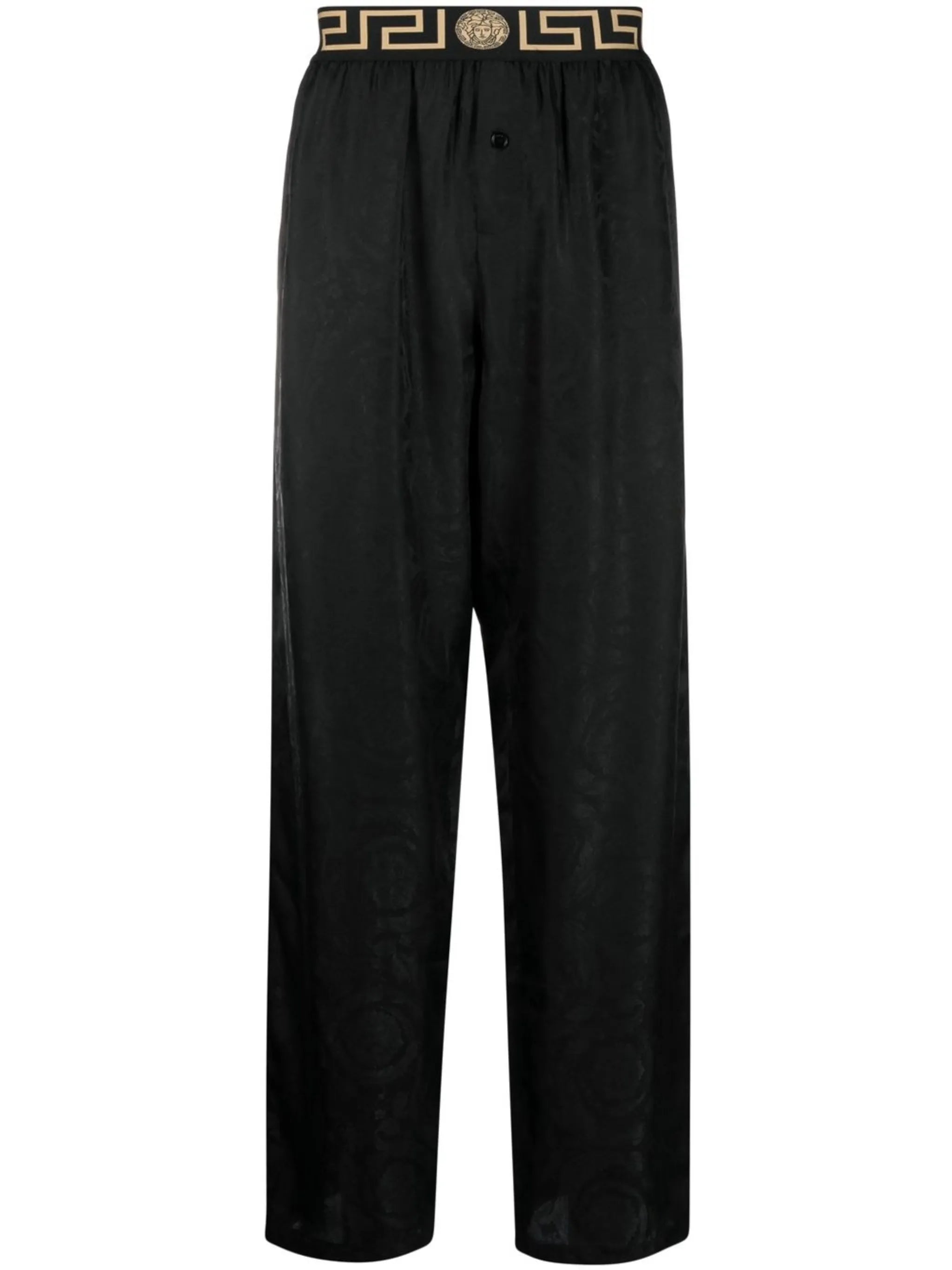 abstract-pattern straight-leg trousers