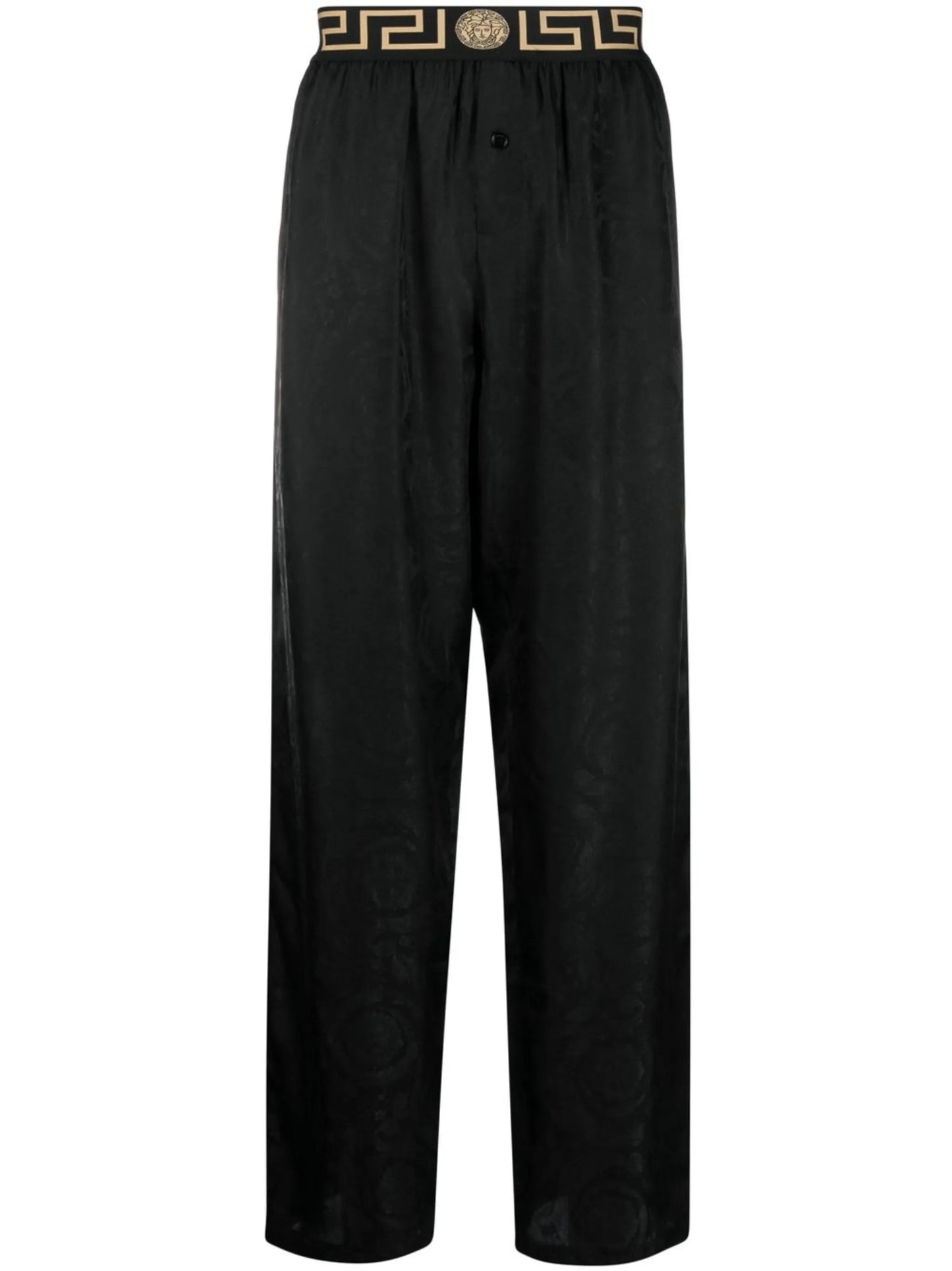abstract-pattern straight-leg trousers