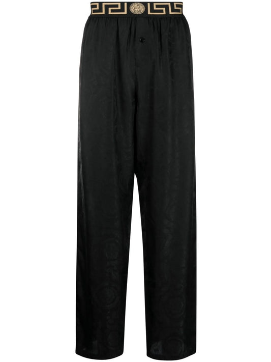 abstract-pattern straight-leg trousers