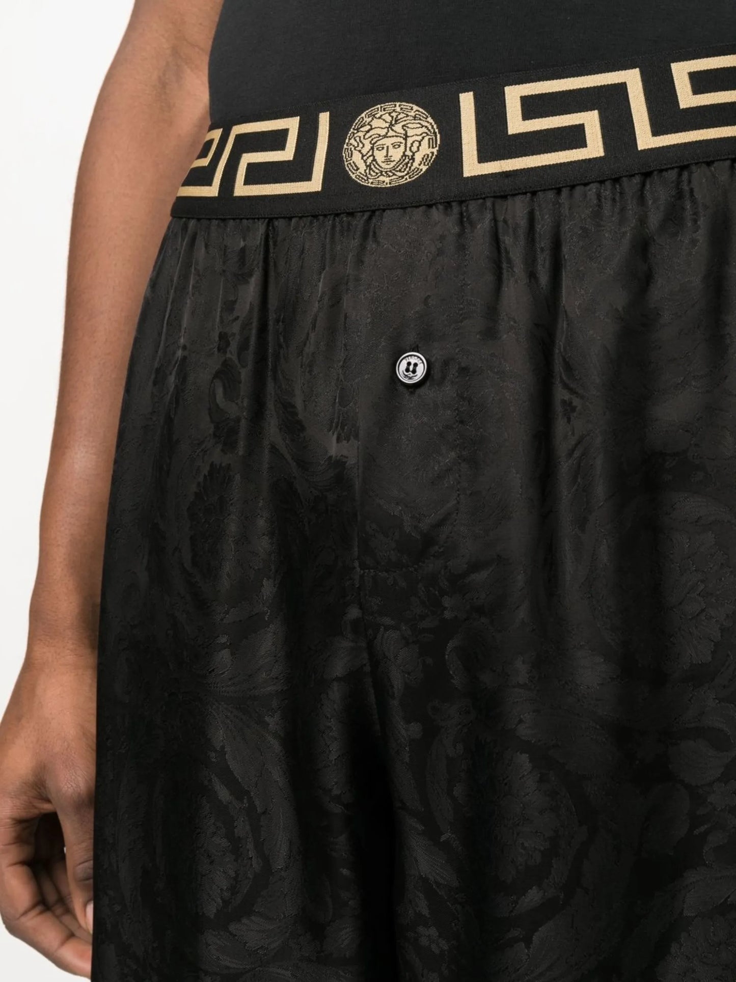 abstract-pattern straight-leg trousers
