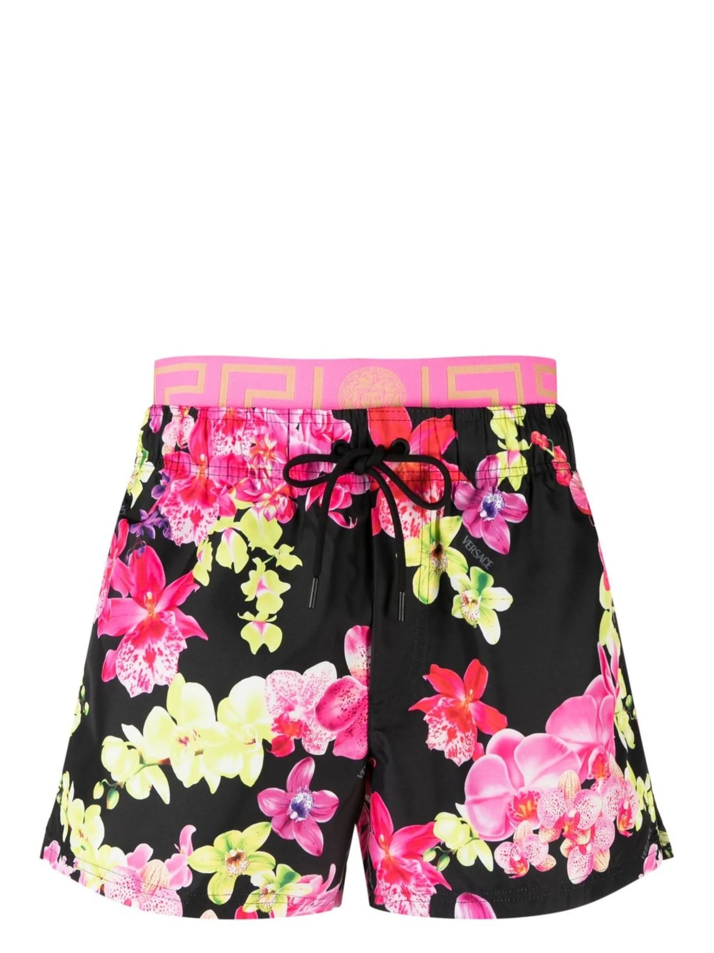 floral-print logo-waistband swim shorts