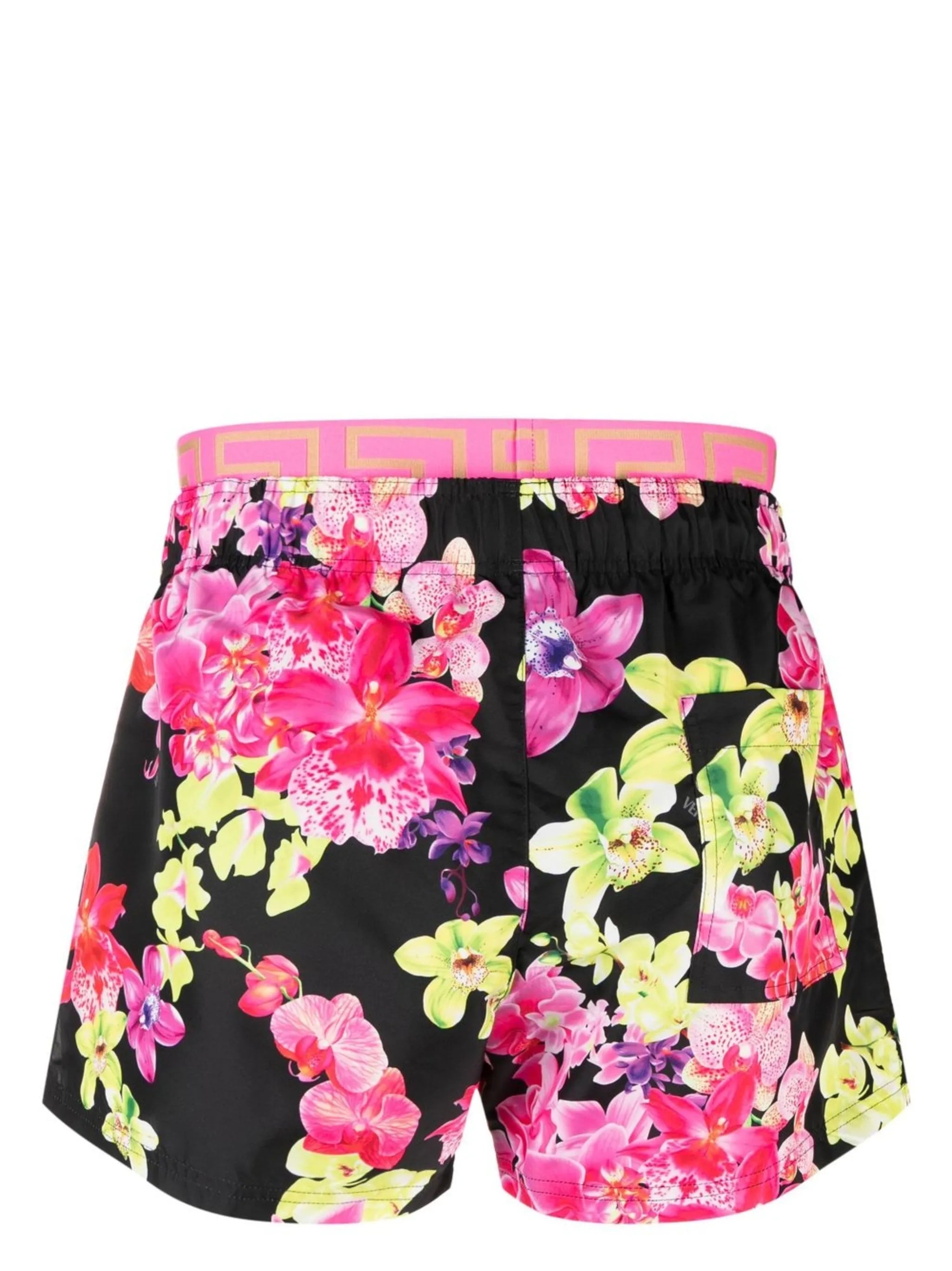 floral-print logo-waistband swim shorts