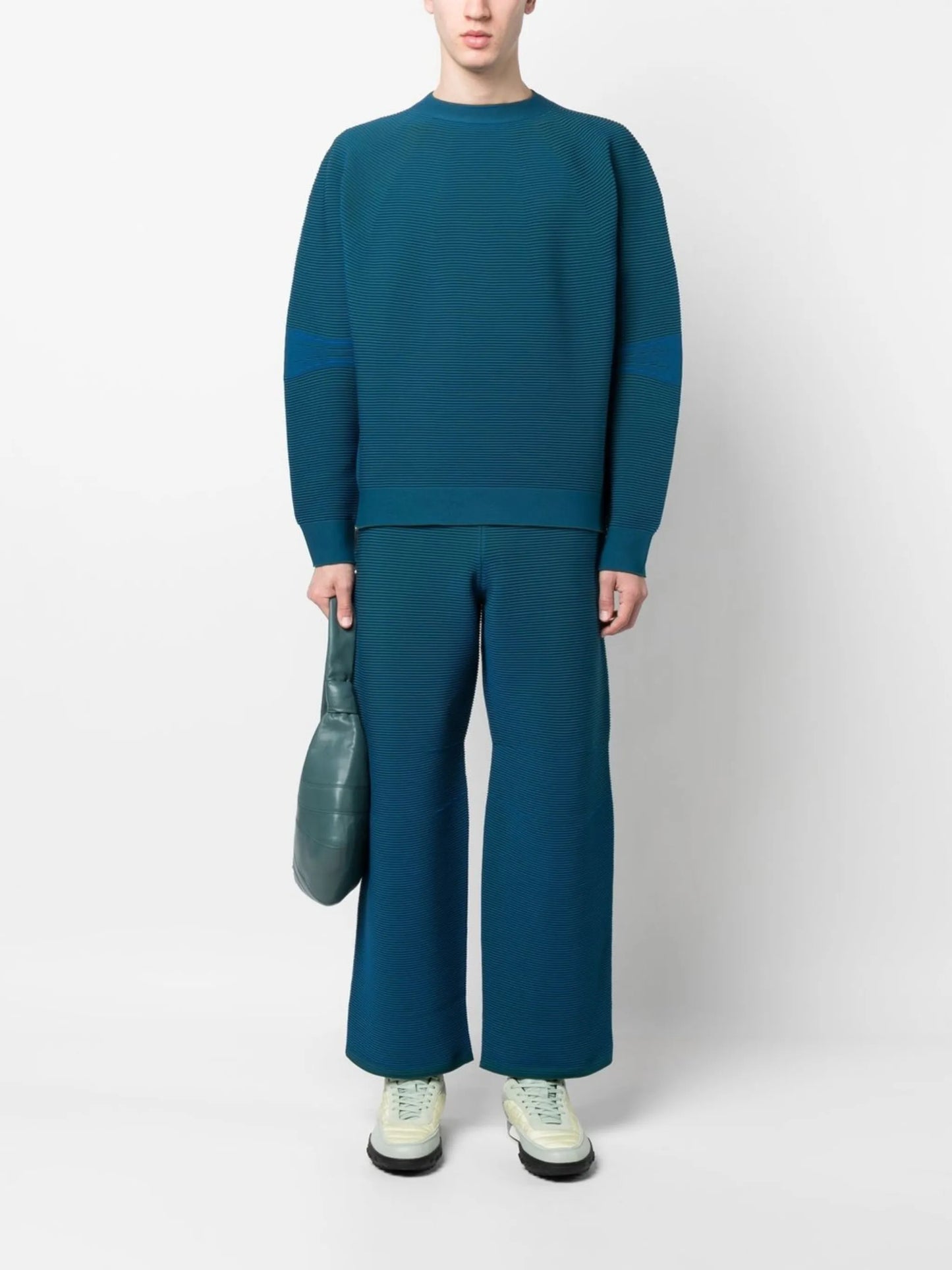 optical-knit long-sleeved jumper
