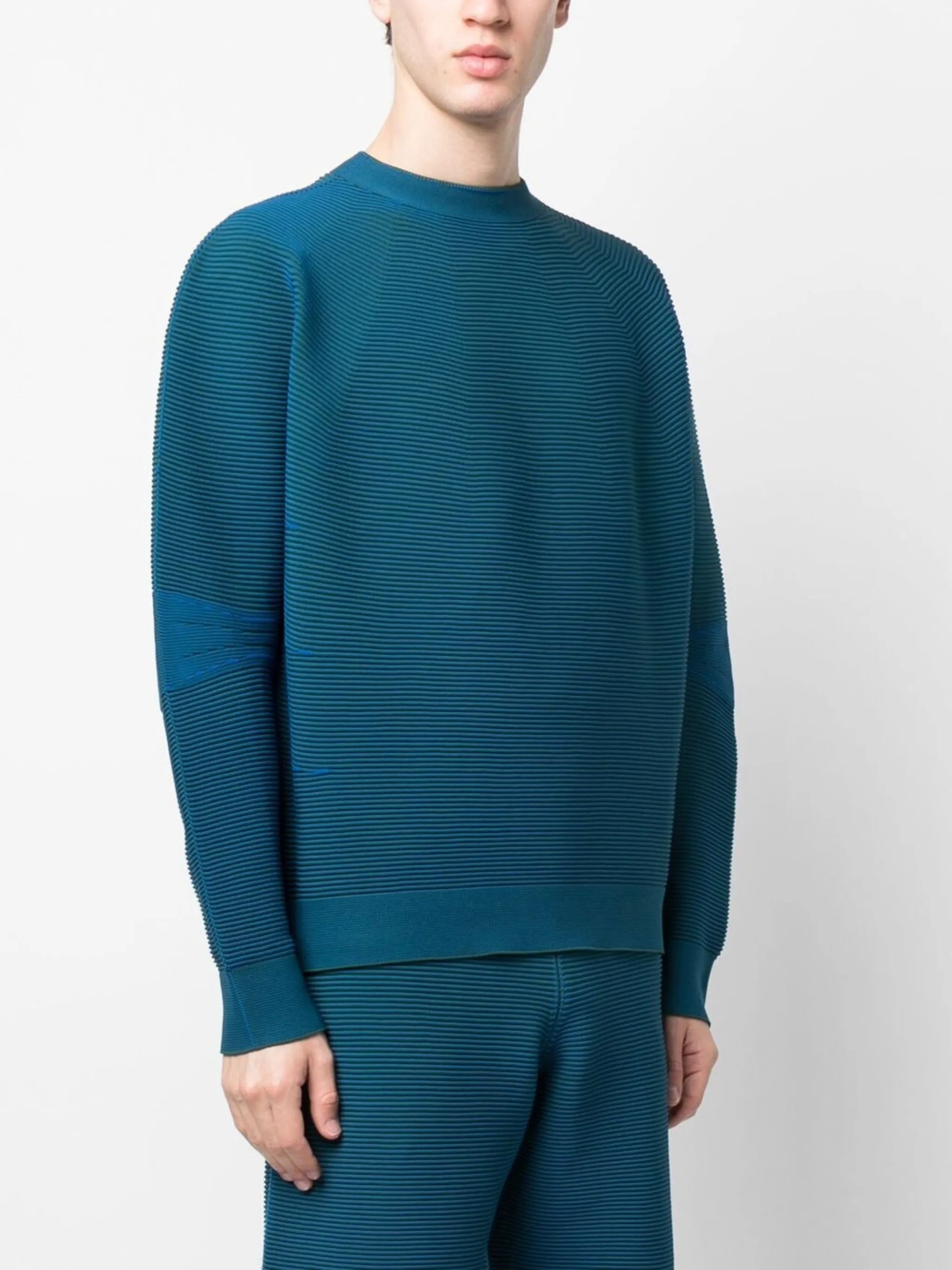 optical-knit long-sleeved jumper