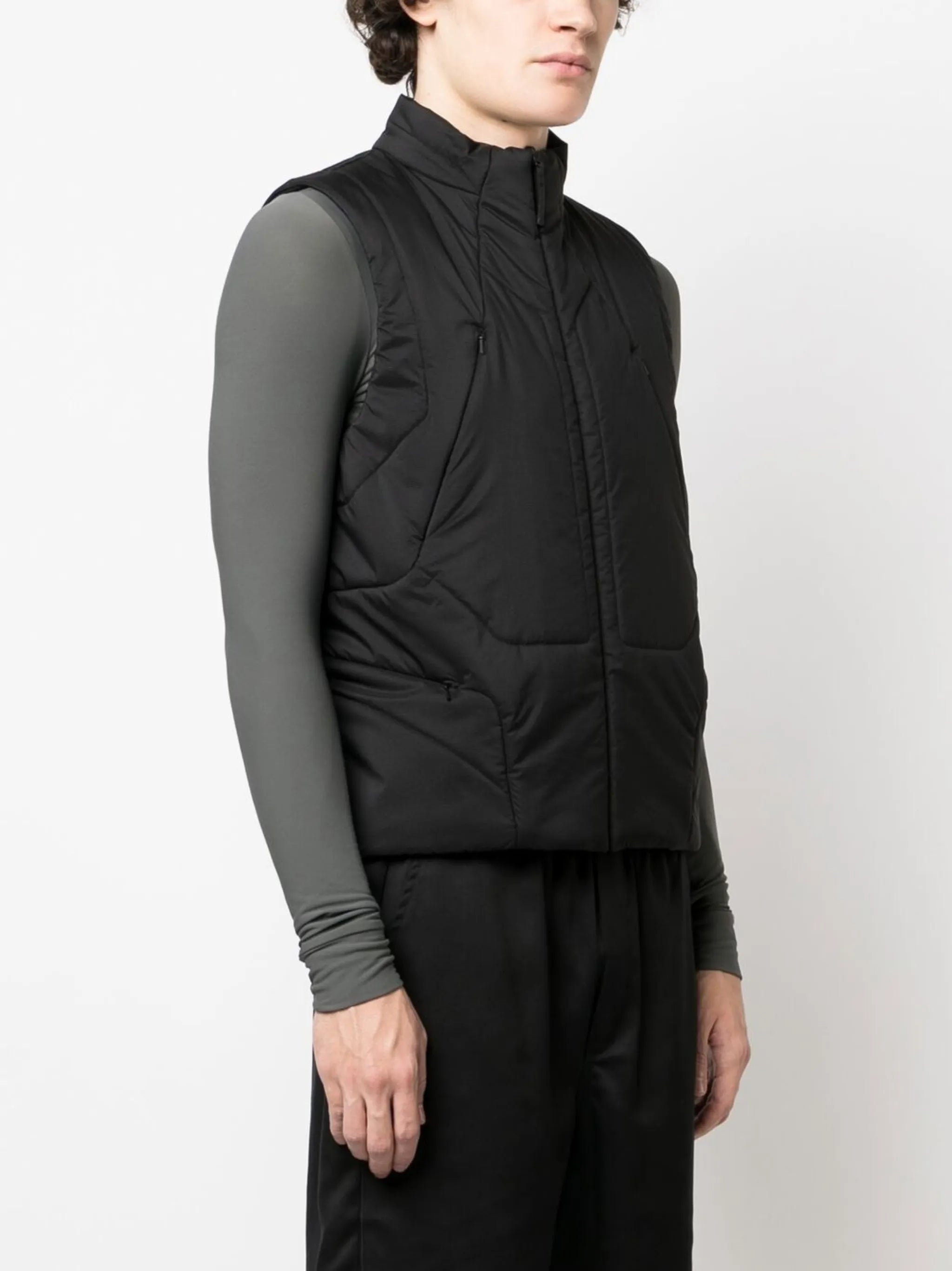 insulated panelled zip-up gilet