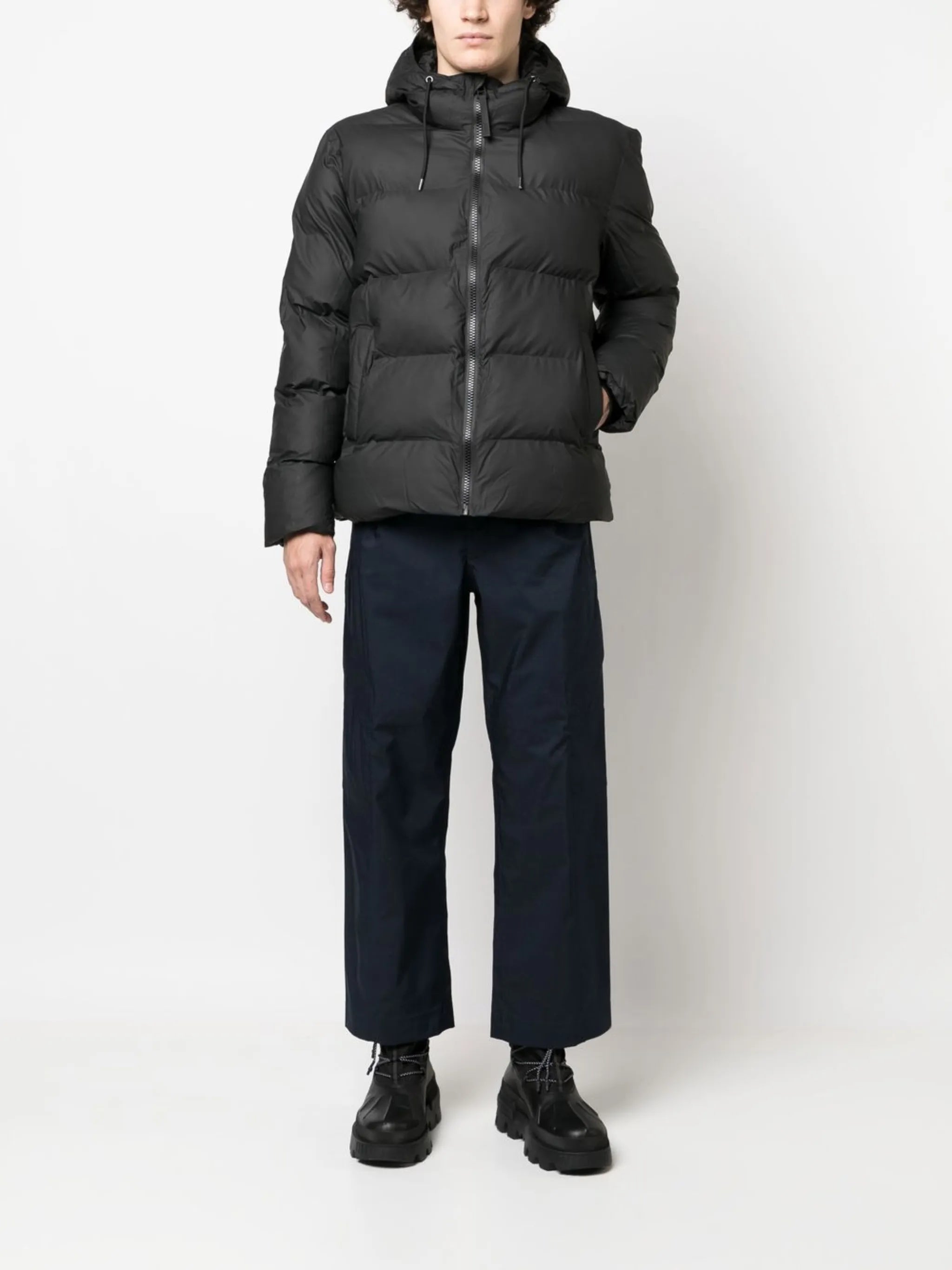 high-waisted straight-leg trousers