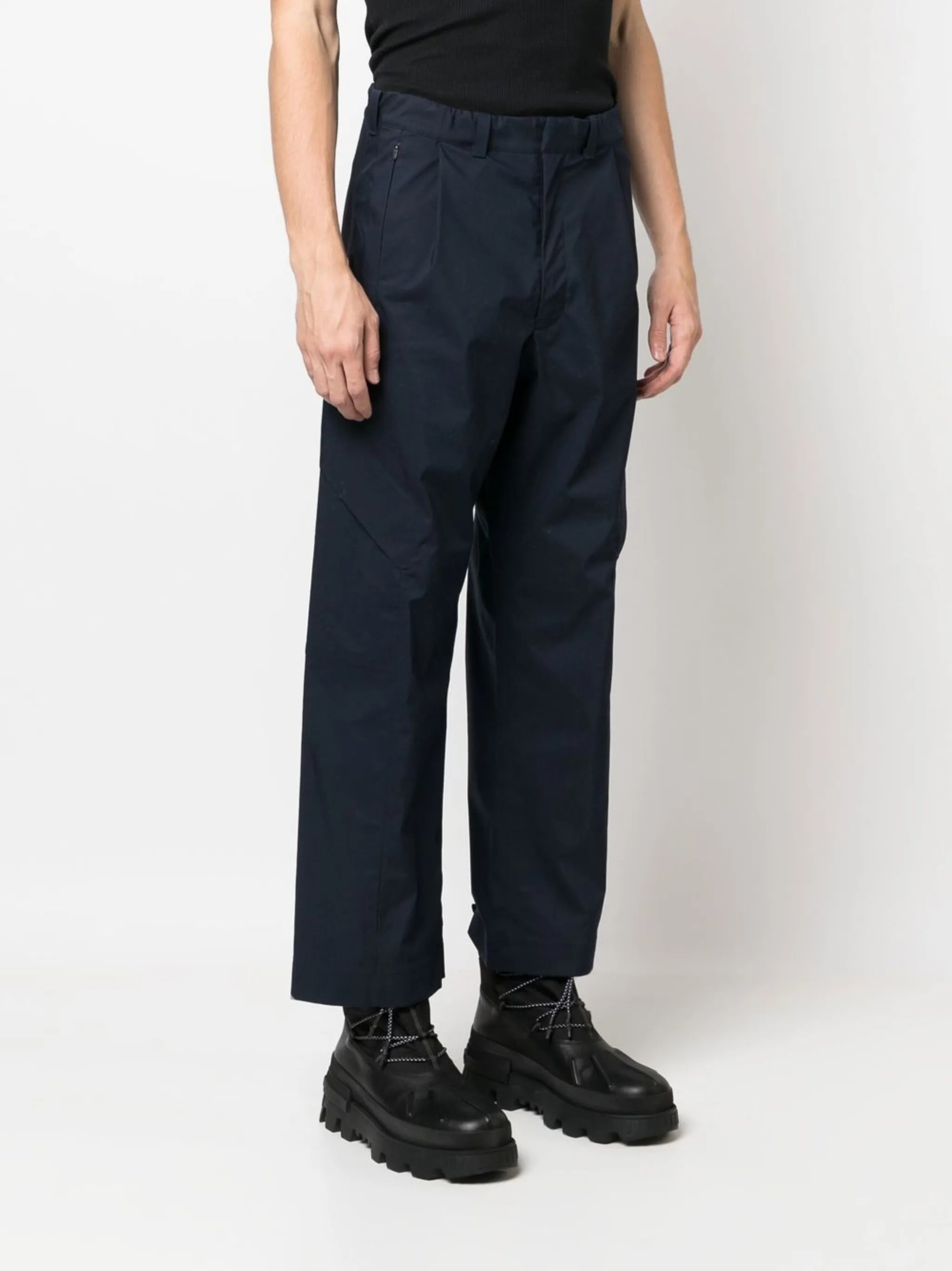 high-waisted straight-leg trousers