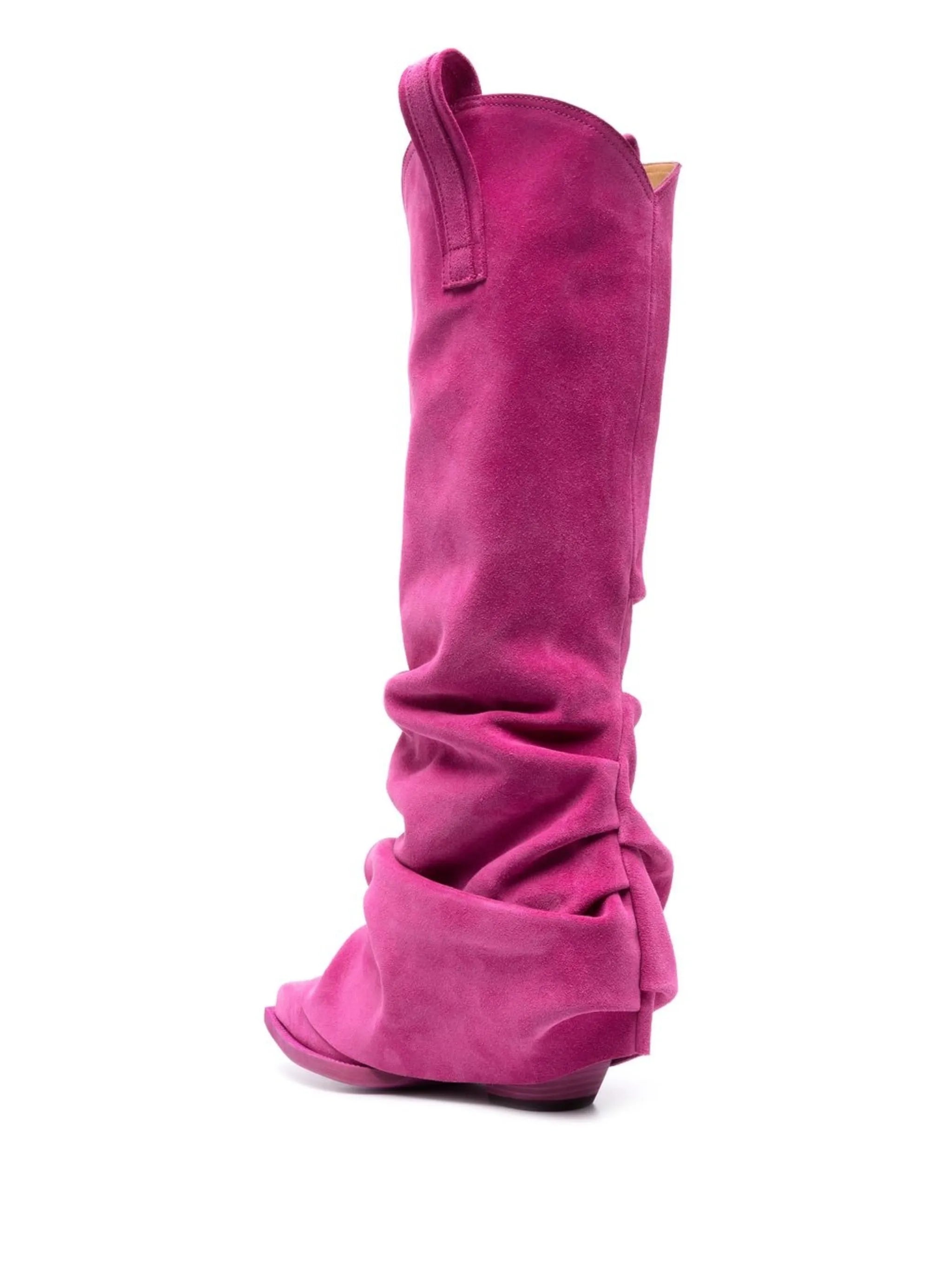gathered western knee-high boot