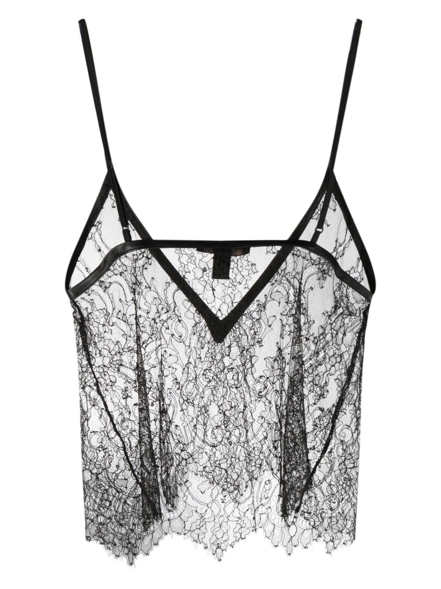 leather-trim lace camisole top