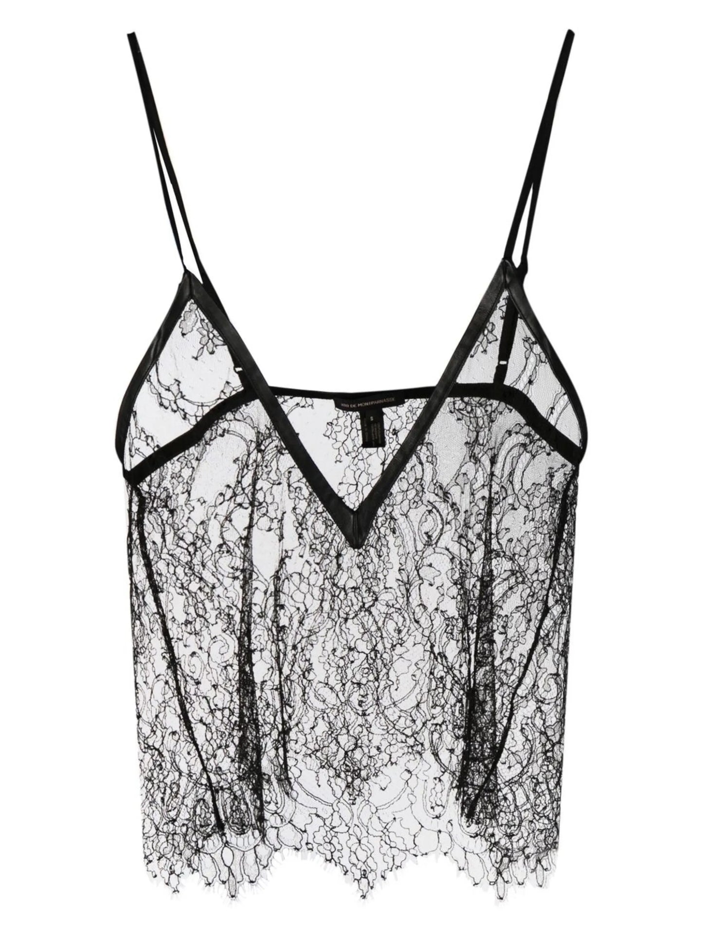 leather-trim lace camisole top