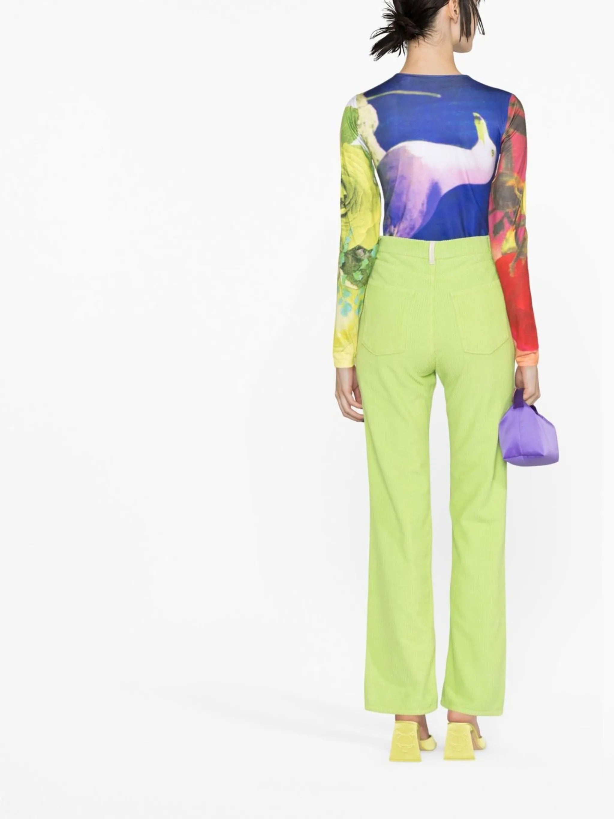 Rose ribbed straight-leg trousers