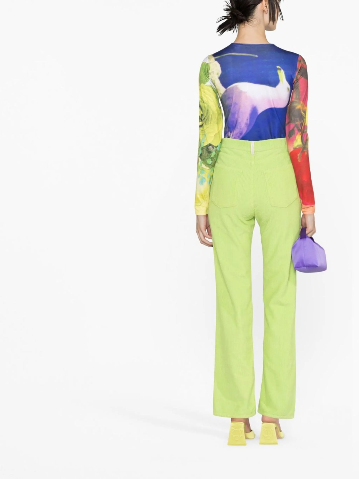 Rose ribbed straight-leg trousers