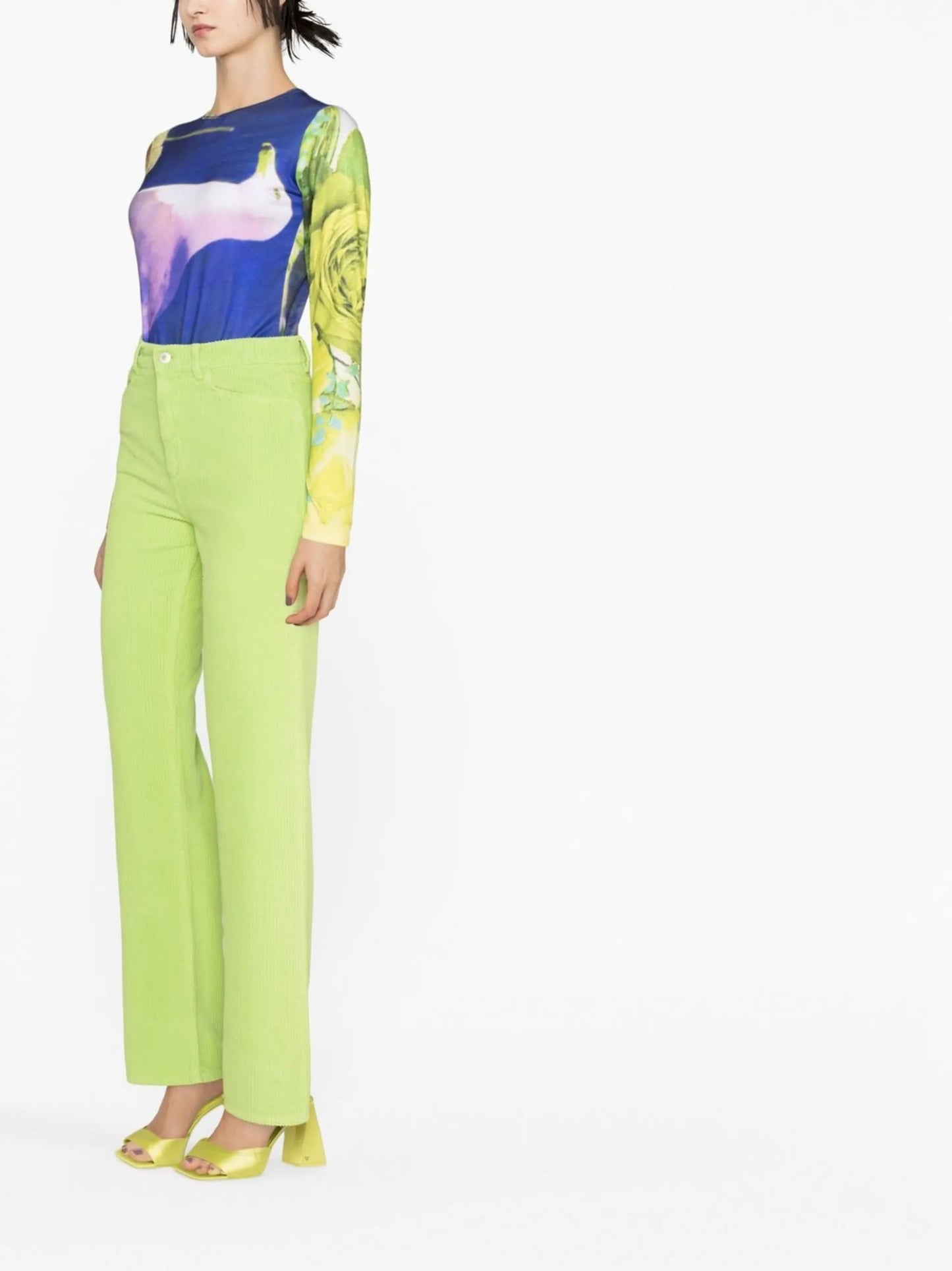 Rose ribbed straight-leg trousers