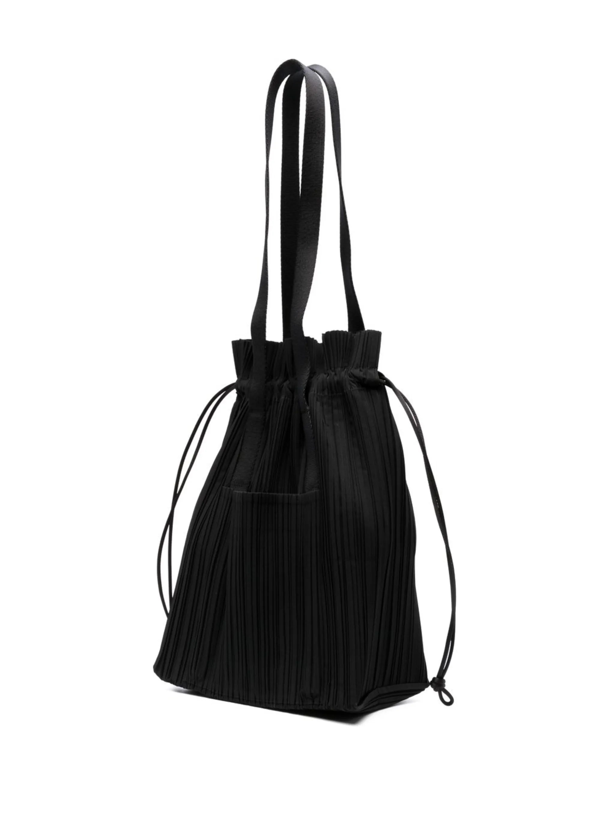 fully-pleated drawstring tote bag