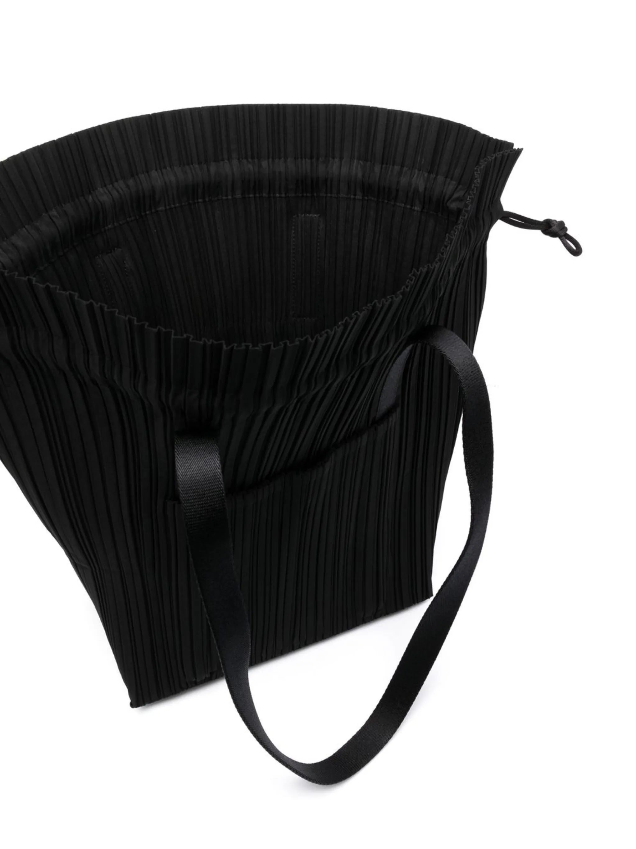 fully-pleated drawstring tote bag