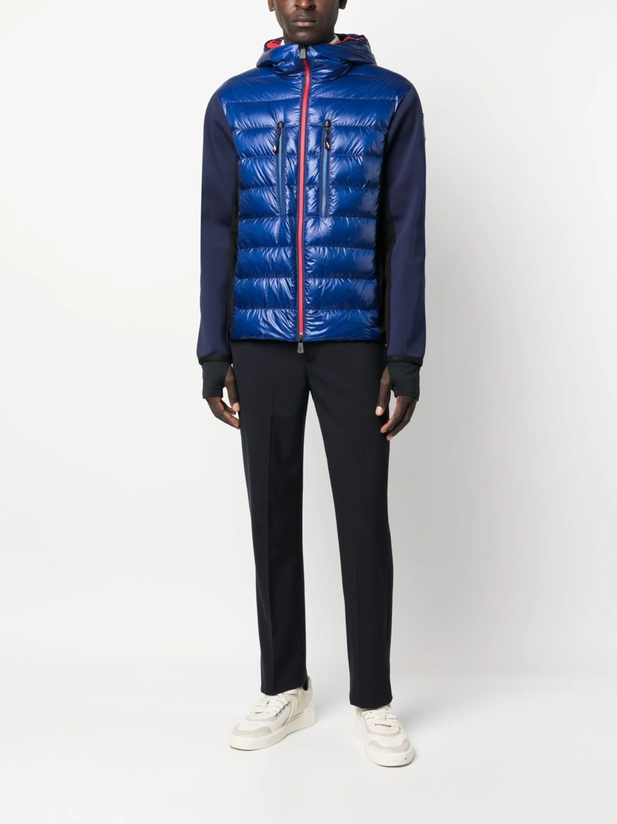 quilted-panel fleece hooded jacket