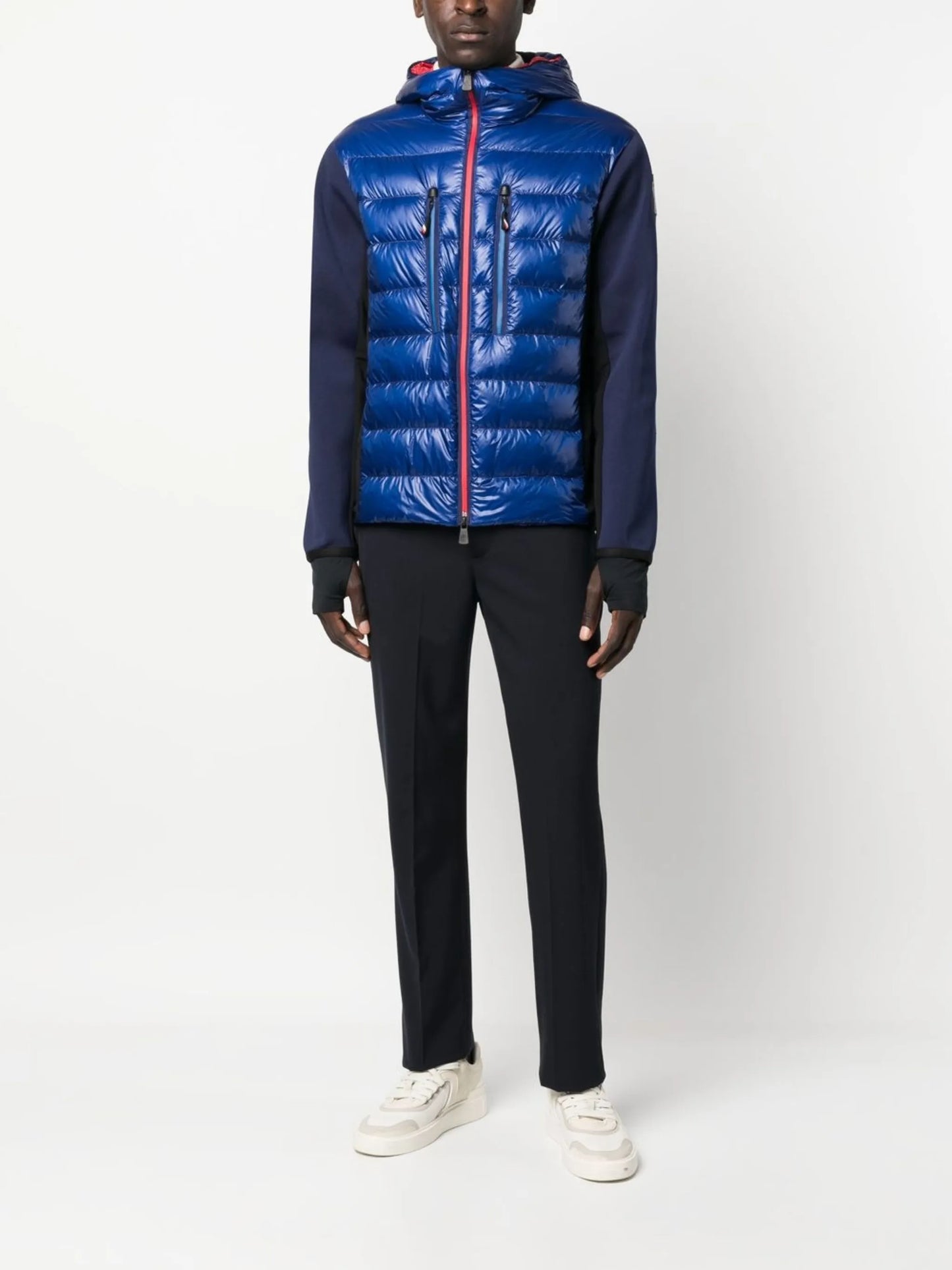 quilted-panel fleece hooded jacket