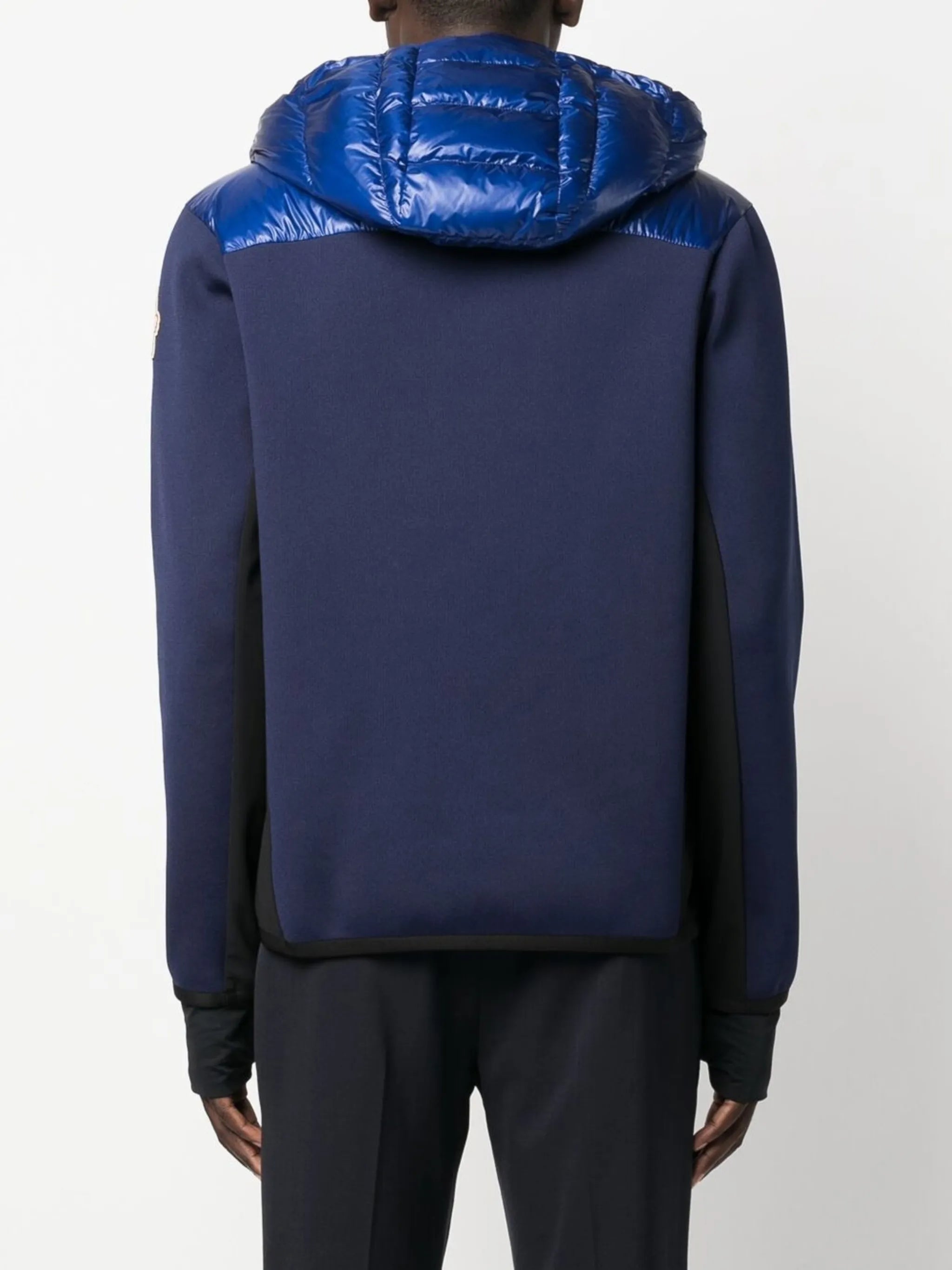 quilted-panel fleece hooded jacket