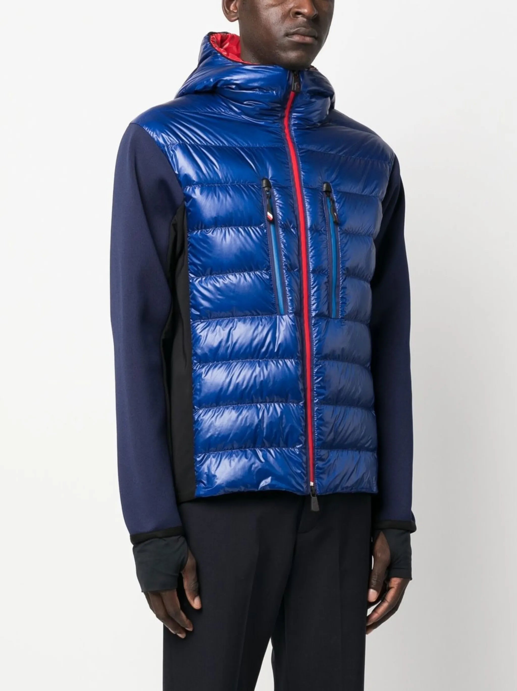 quilted-panel fleece hooded jacket