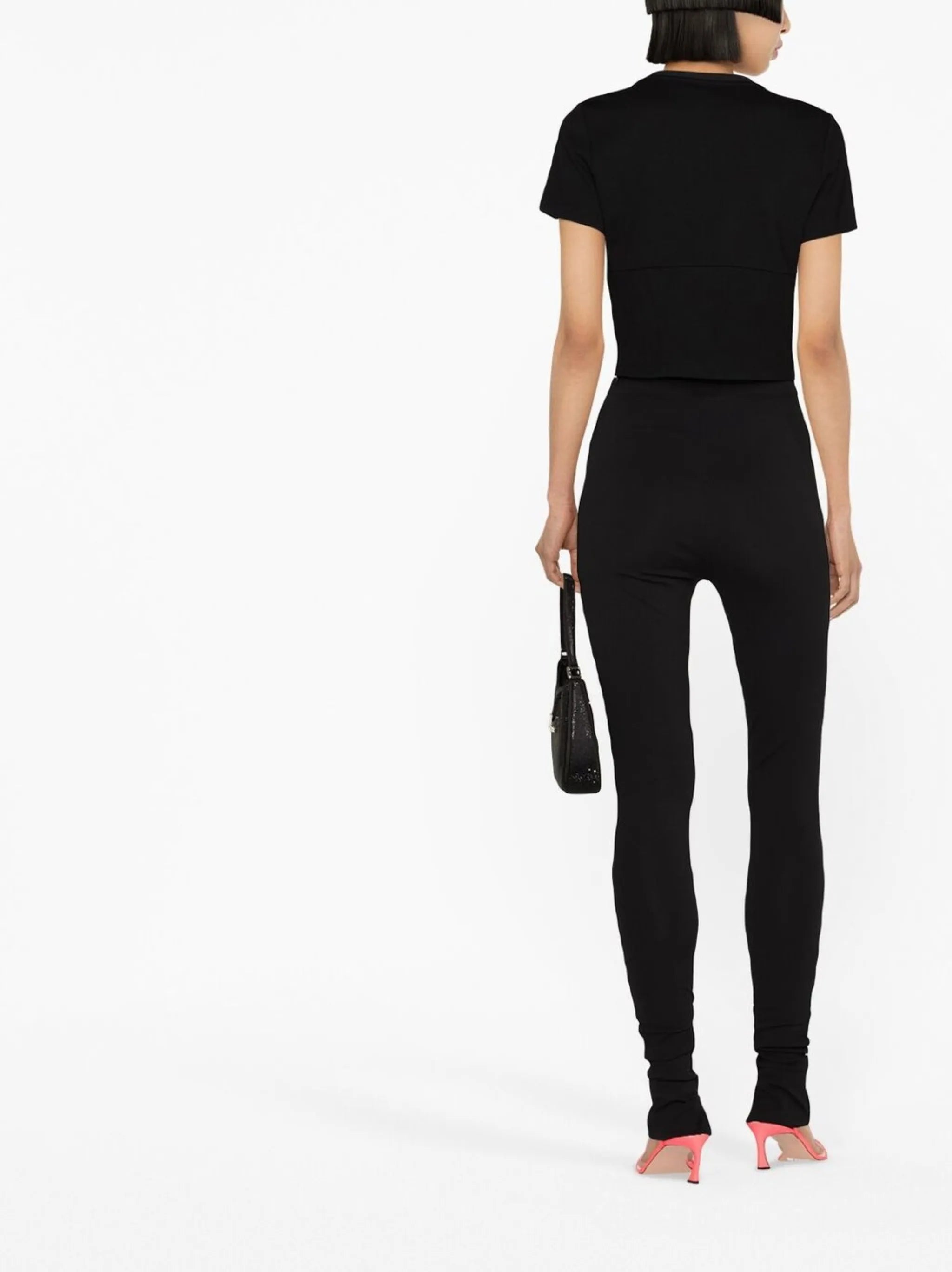 embellished cup-detail cropped T-shirt