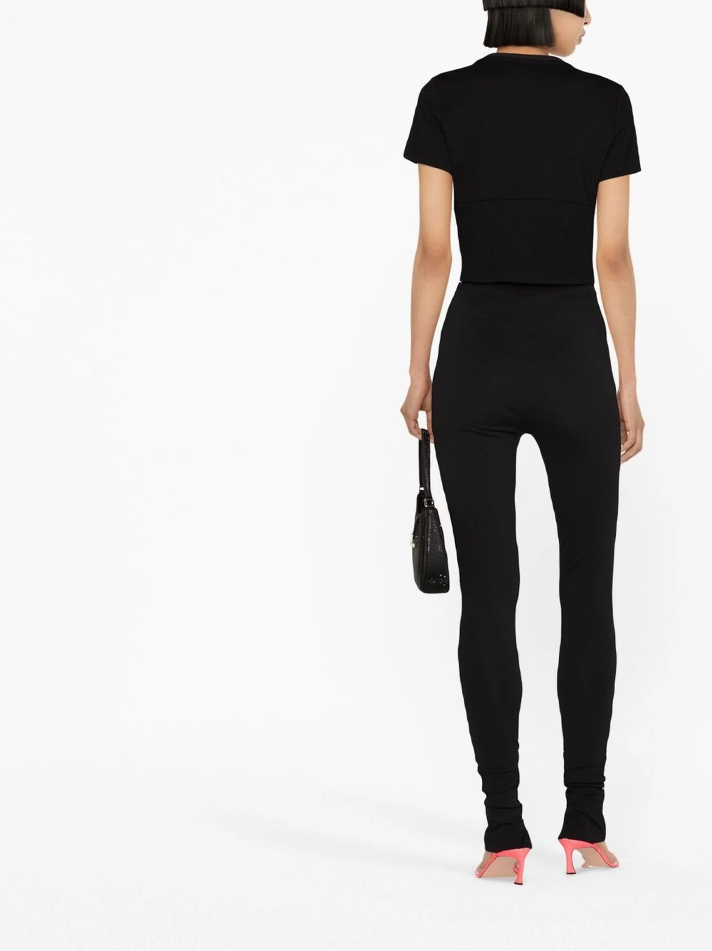 embellished cup-detail cropped T-shirt