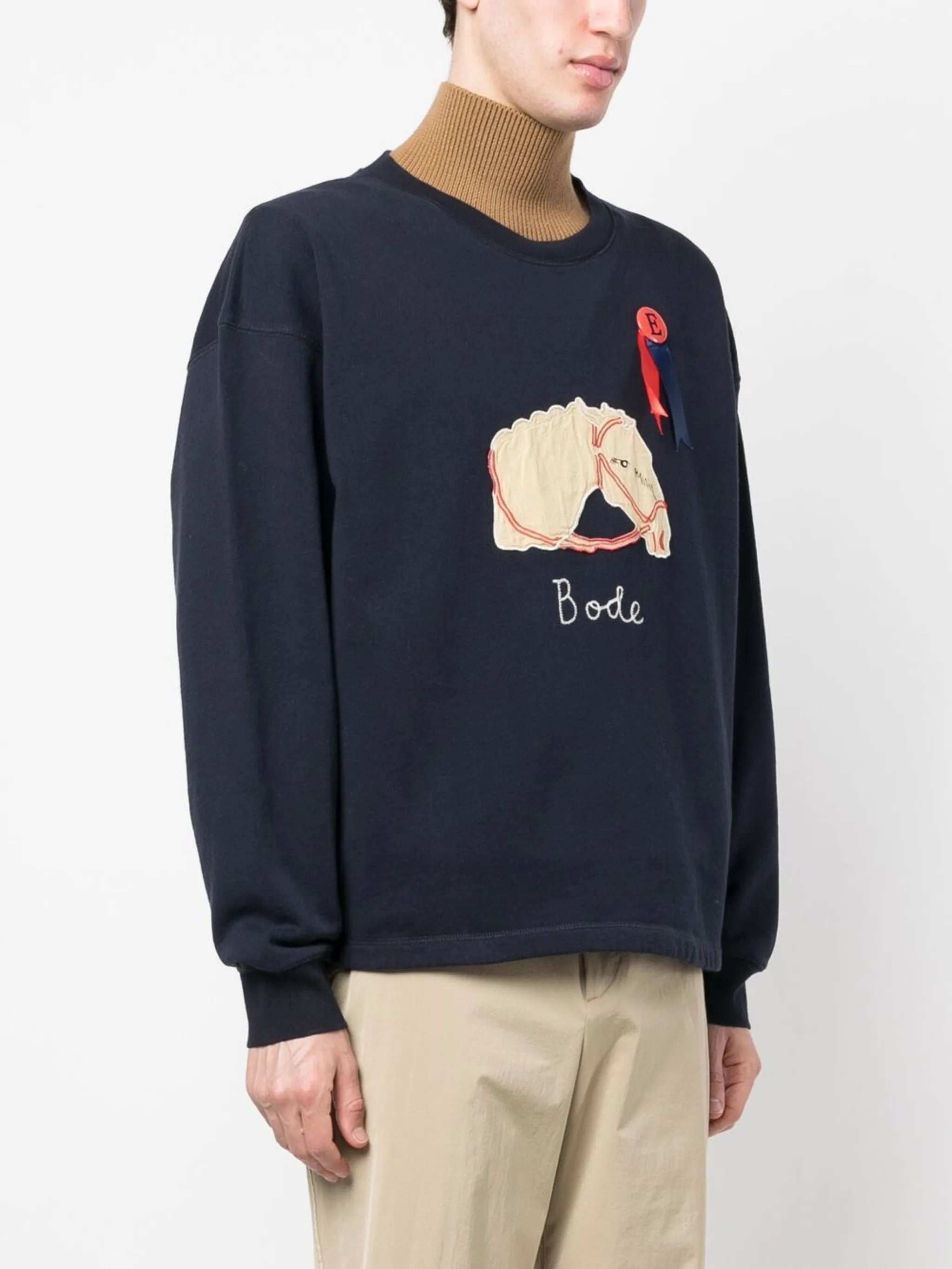 Pony appliqué rosette detail sweatshirt