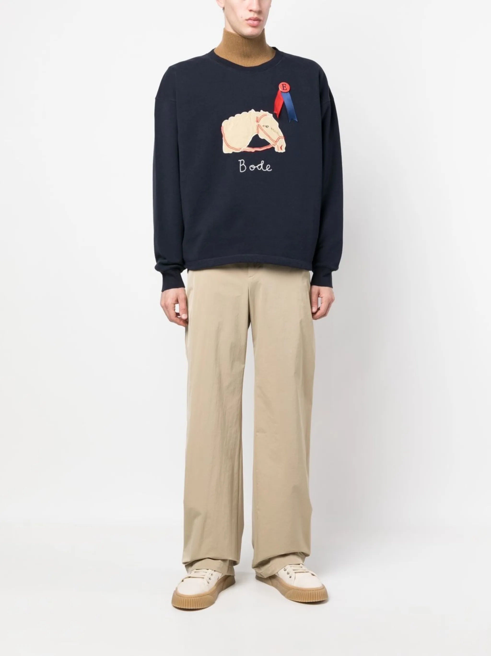 Pony appliqué rosette detail sweatshirt