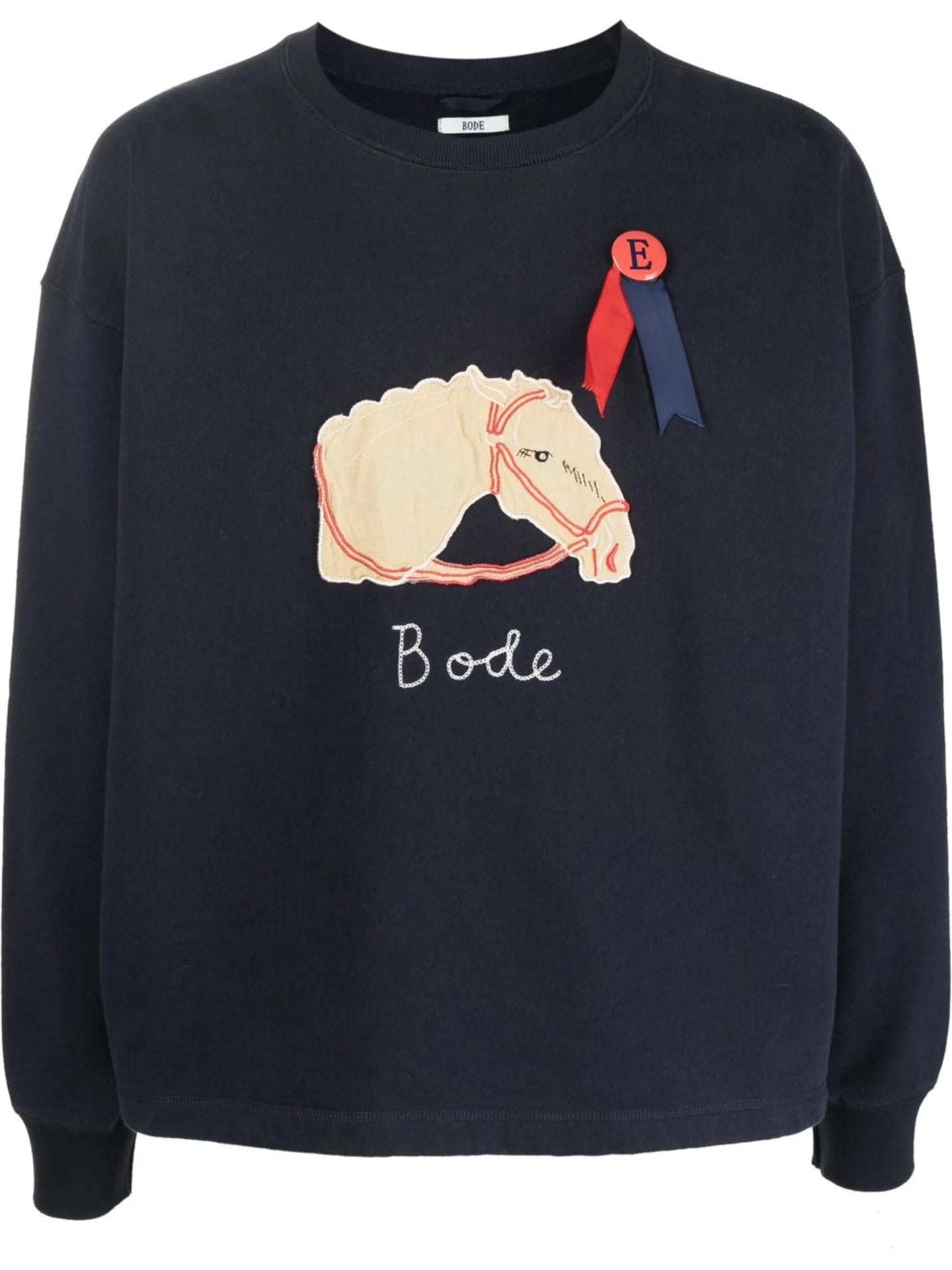 Pony appliqué rosette detail sweatshirt