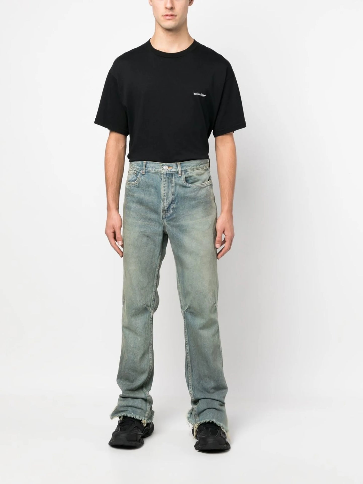 raw-cut slit straight jeans